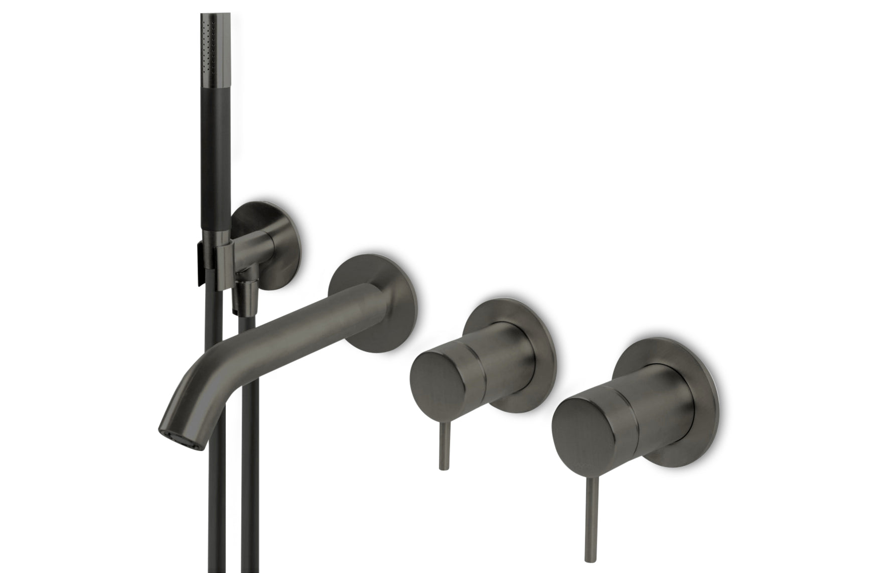 Lagoo - Garda - Inbouw douche/badmengkraan (afbouwdeel) met omstel, handdouche (staaf) en doucheslang - Geborsteld Gun Metal PVD - G3206GM