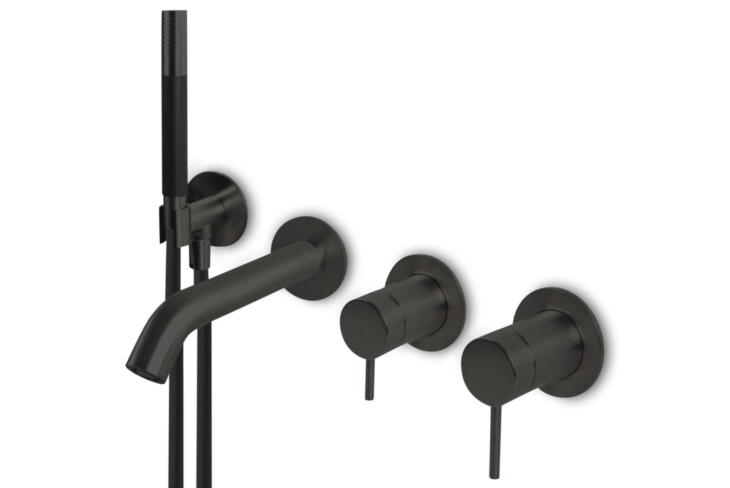 Lagoo - Garda - Inbouw douche/badmengkraan (afbouwdeel) met omstel, handdouche (staaf) en doucheslang - Mat Zwart - G3206MB