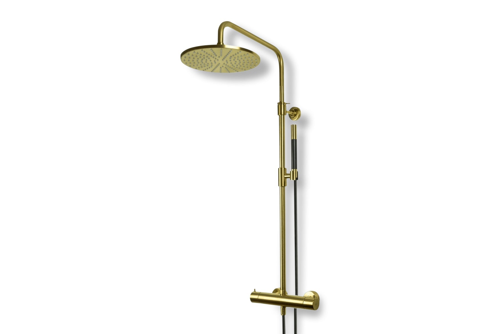 Lagoo - Garda - Thermostatische douche set met hoofddouche (250 mm)  en handdouche (staaf) - Geborsteld Messing PVD - G5201BB
