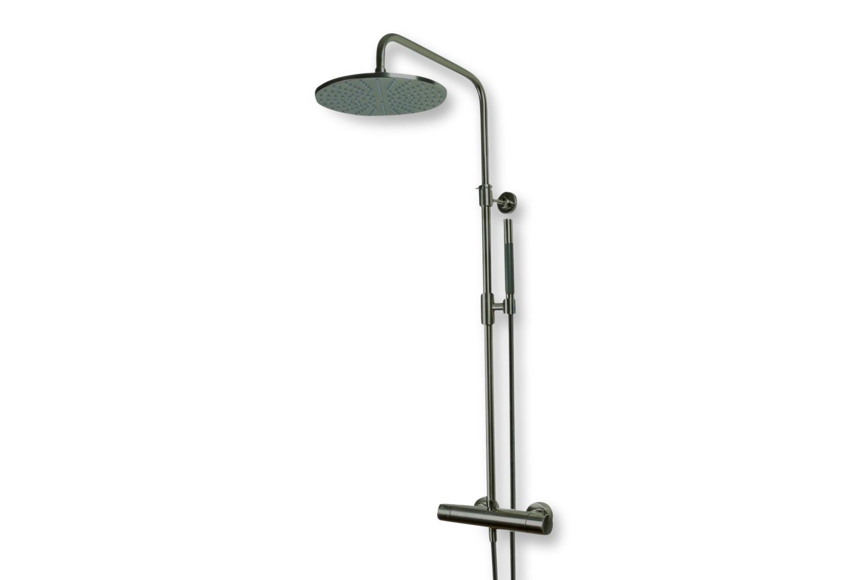 Lagoo - Garda - Thermostatische douche set met hoofddouche (250 mm)  en handdouche (staaf) - Geborsteld Gun Metal PVD - G5201GM