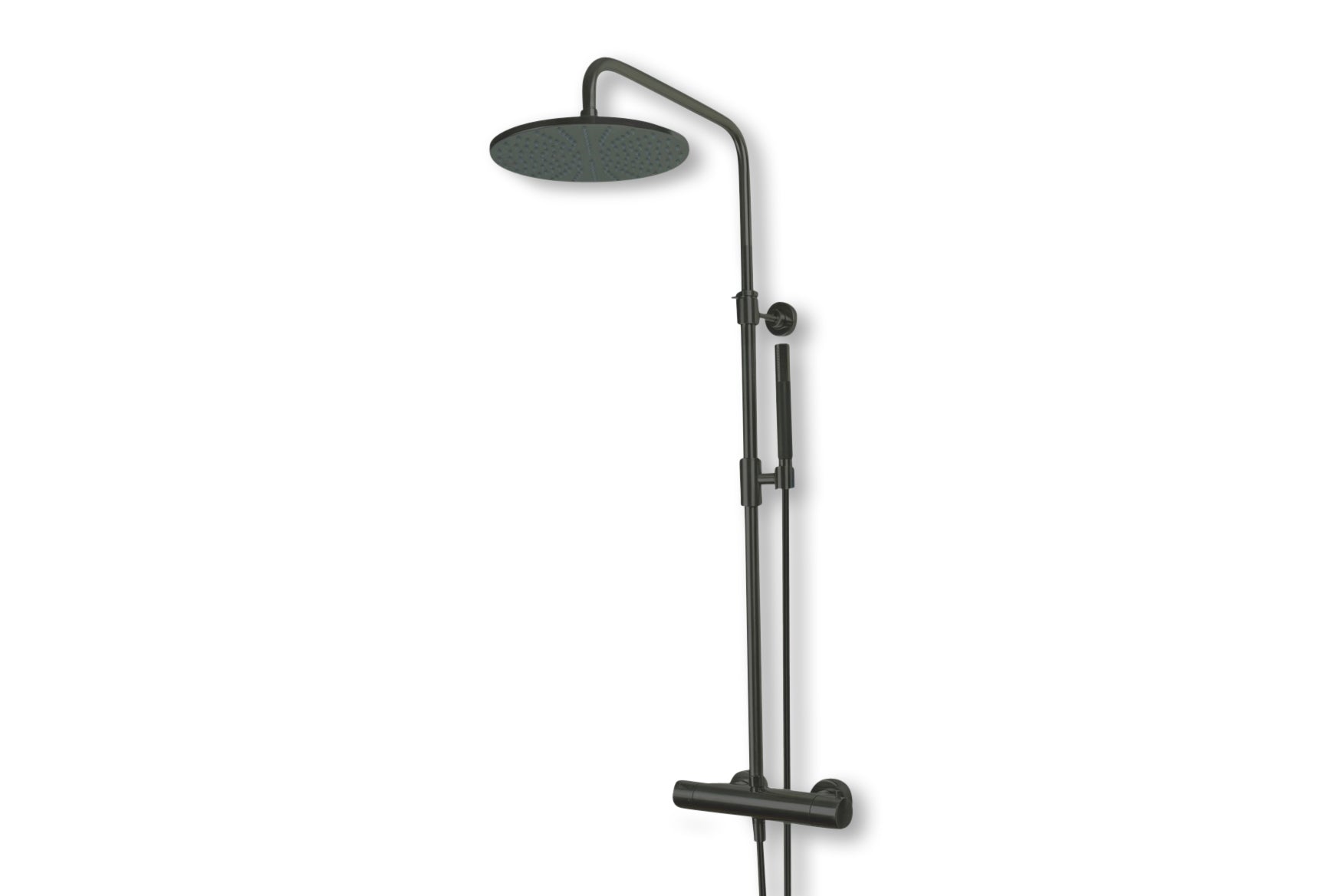 Lagoo - Garda - Thermostatische douche set met hoofddouche (250 mm)  en handdouche (staaf) - Mat Zwart - G5201MB