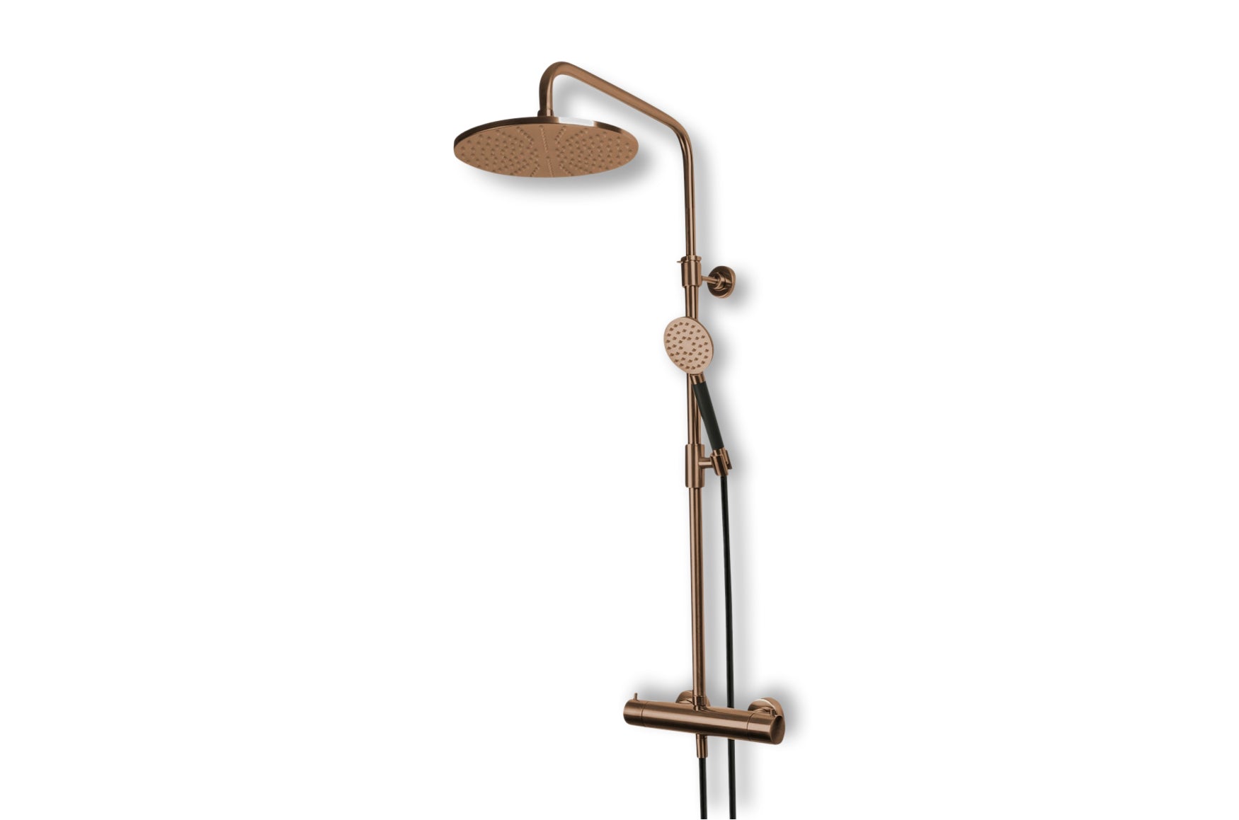 Lagoo - Garda - Thermostatische douche set met hoofddouche (250 mm)  en handdouche (rond) - Geborsteld Koper PVD - G5203BK