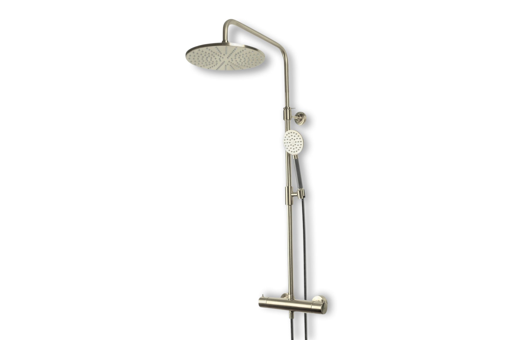 Lagoo - Garda - Thermostatische douche set met hoofddouche (250 mm)  en handdouche (rond) - Geborsteld Nikkel - G5203BN