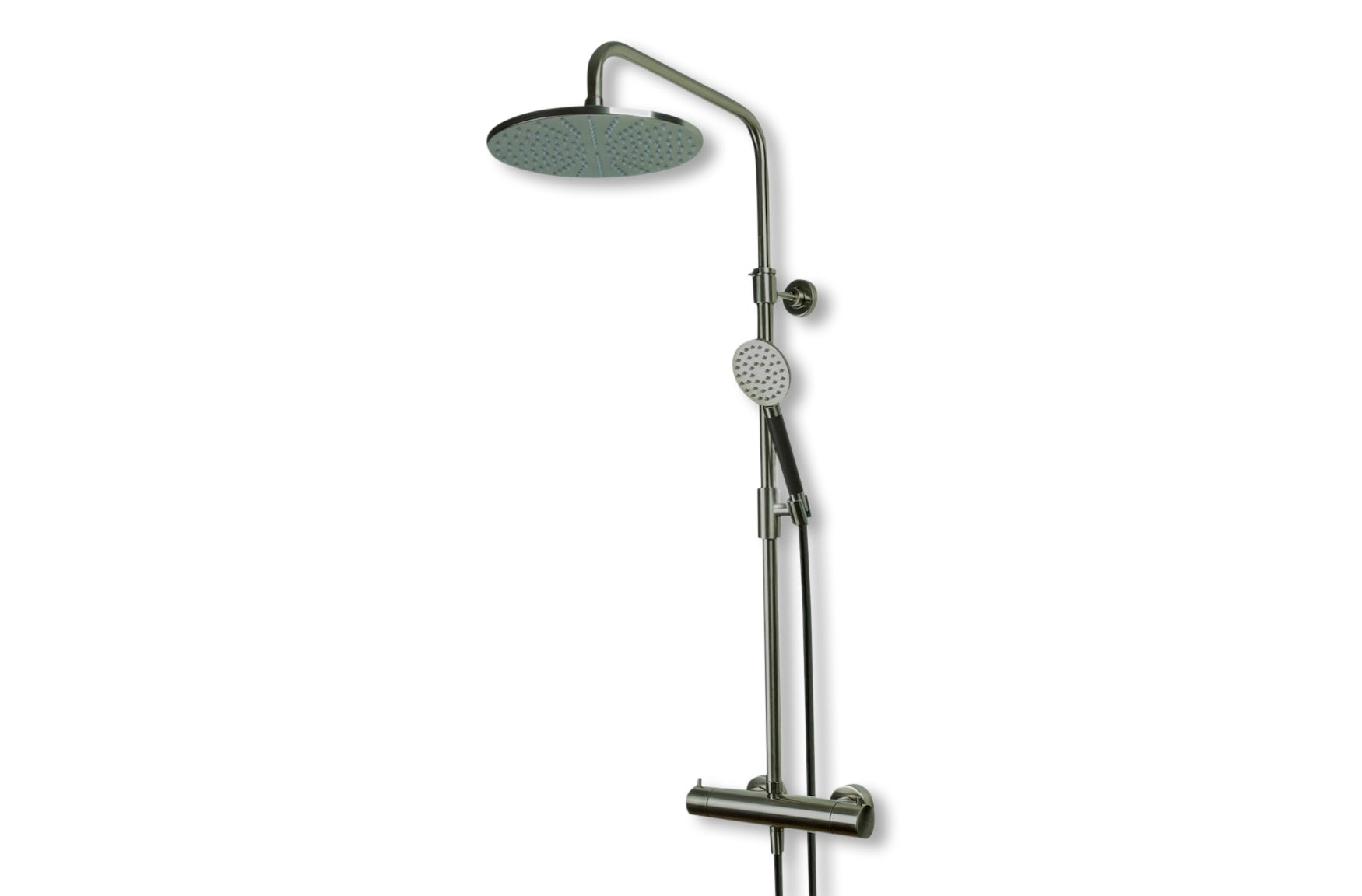 Lagoo - Garda - Thermostatische douche set met hoofddouche (250 mm)  en handdouche (rond) - Geborsteld Gun Metal PVD - G5203GM