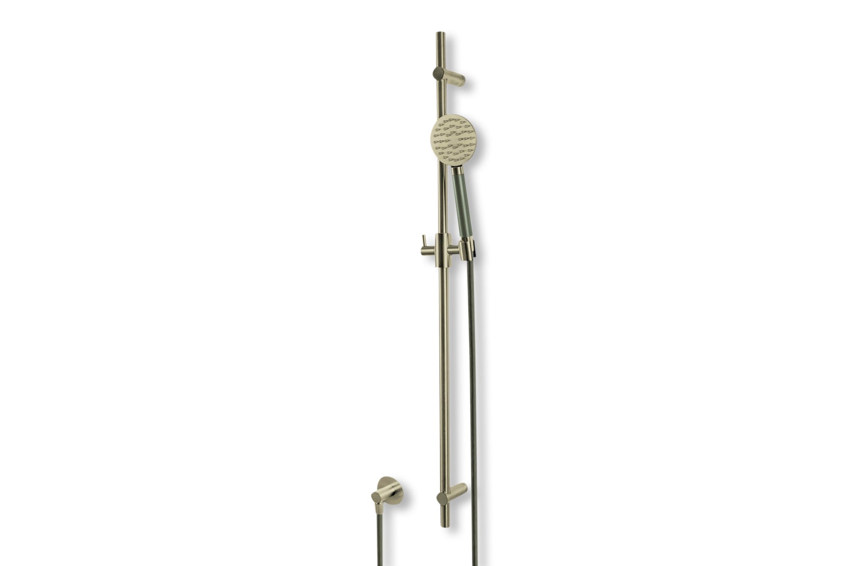 Lagoo - Garda - Glijstang (messing)  met wanduitlaat, handdouche (rond) en doucheslang - Geborsteld Nikkel - G5212BN