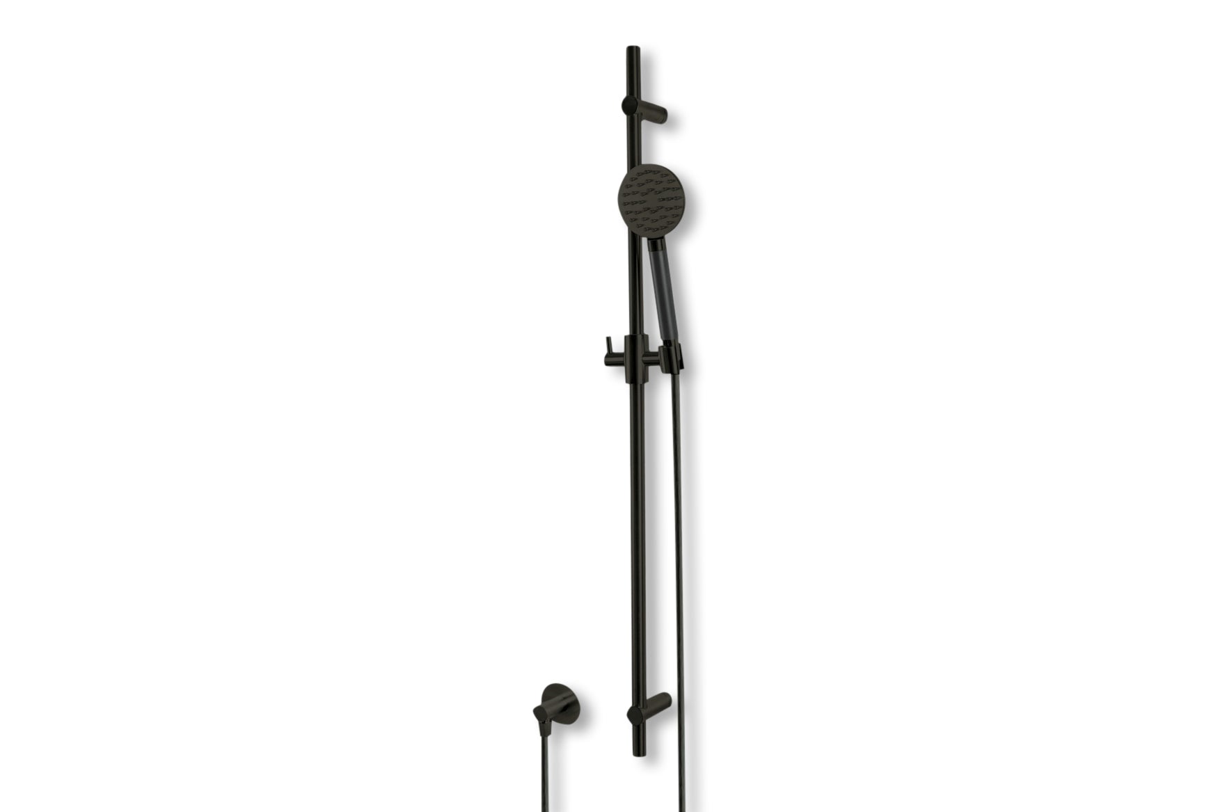 Lagoo - Garda - Glijstang (messing)  met wanduitlaat, handdouche (rond) en doucheslang - Mat Zwart - G5212MB
