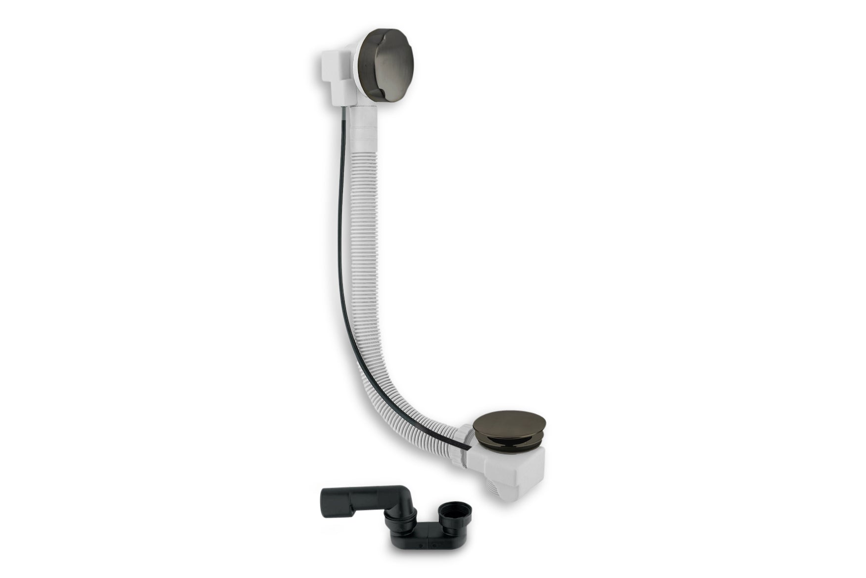 Lagoo - Garda - Badoverloop met clickplug en sifon - Geborsteld Gun Metal PVD - G6120GM