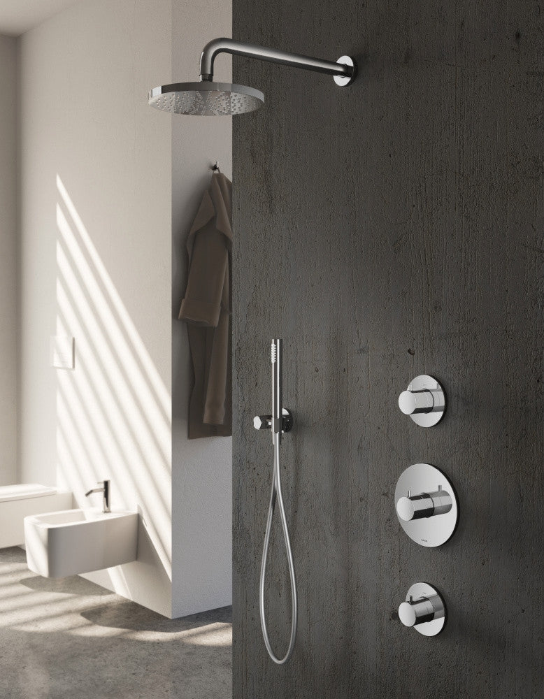 Hotbath IBS1 Buddy inbouw doucheset - ronde 3 standen handdouche - 30cm hoofddouche - plafondbuis 30cm - zonder glijstang - Geborsteld Nikkel