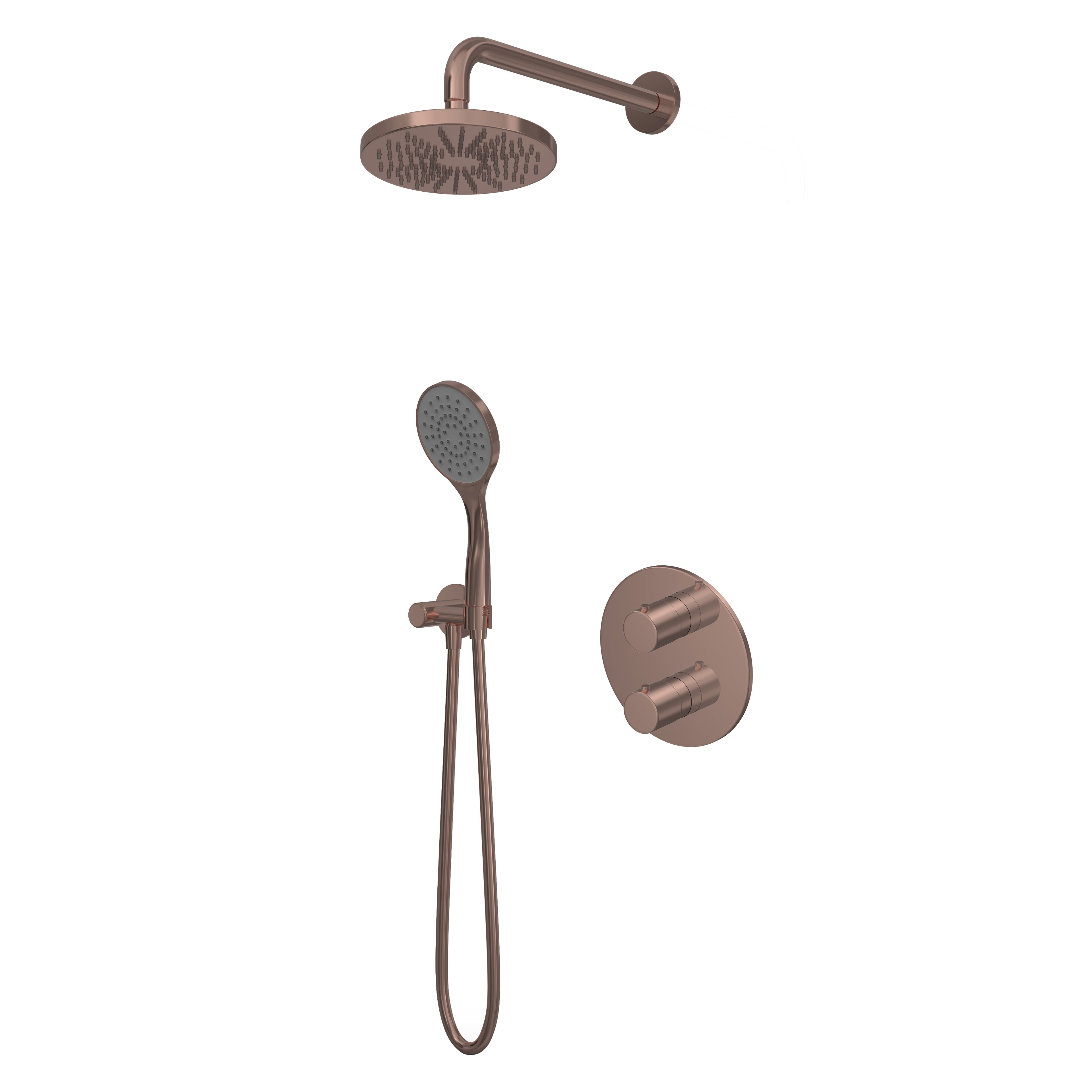 Hotbath Buddy IBS12A inbouw doucheset - 3-standen handdouche - 30cm hoofddouche - 30cm plafondbuis - glijstang - Geborsteld Koper PVD
