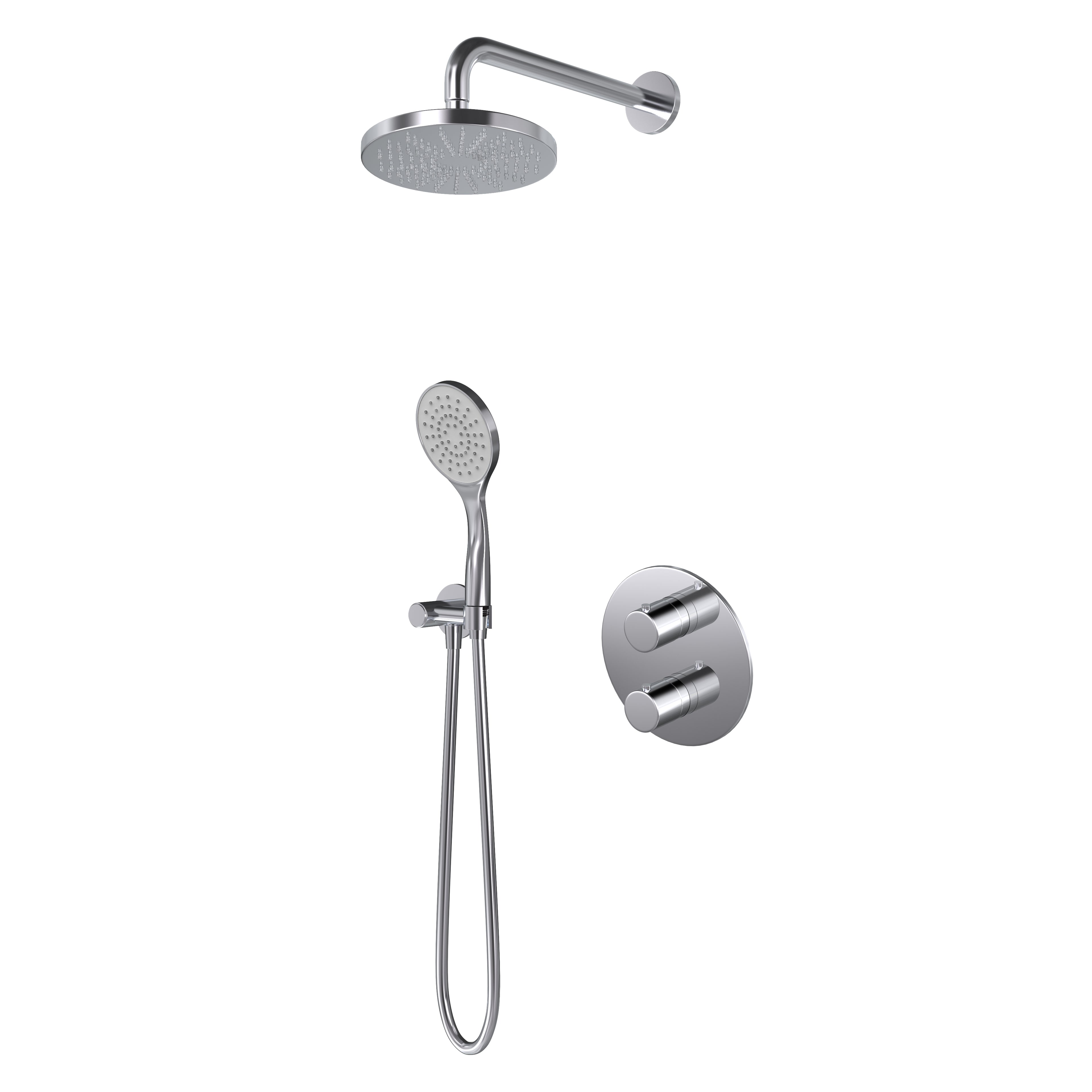 Hotbath Buddy IBS12A inbouw doucheset - 3-standen handdouche - 25cm hoofddouche - 15cm plafondbuis - glijstang - Chroom