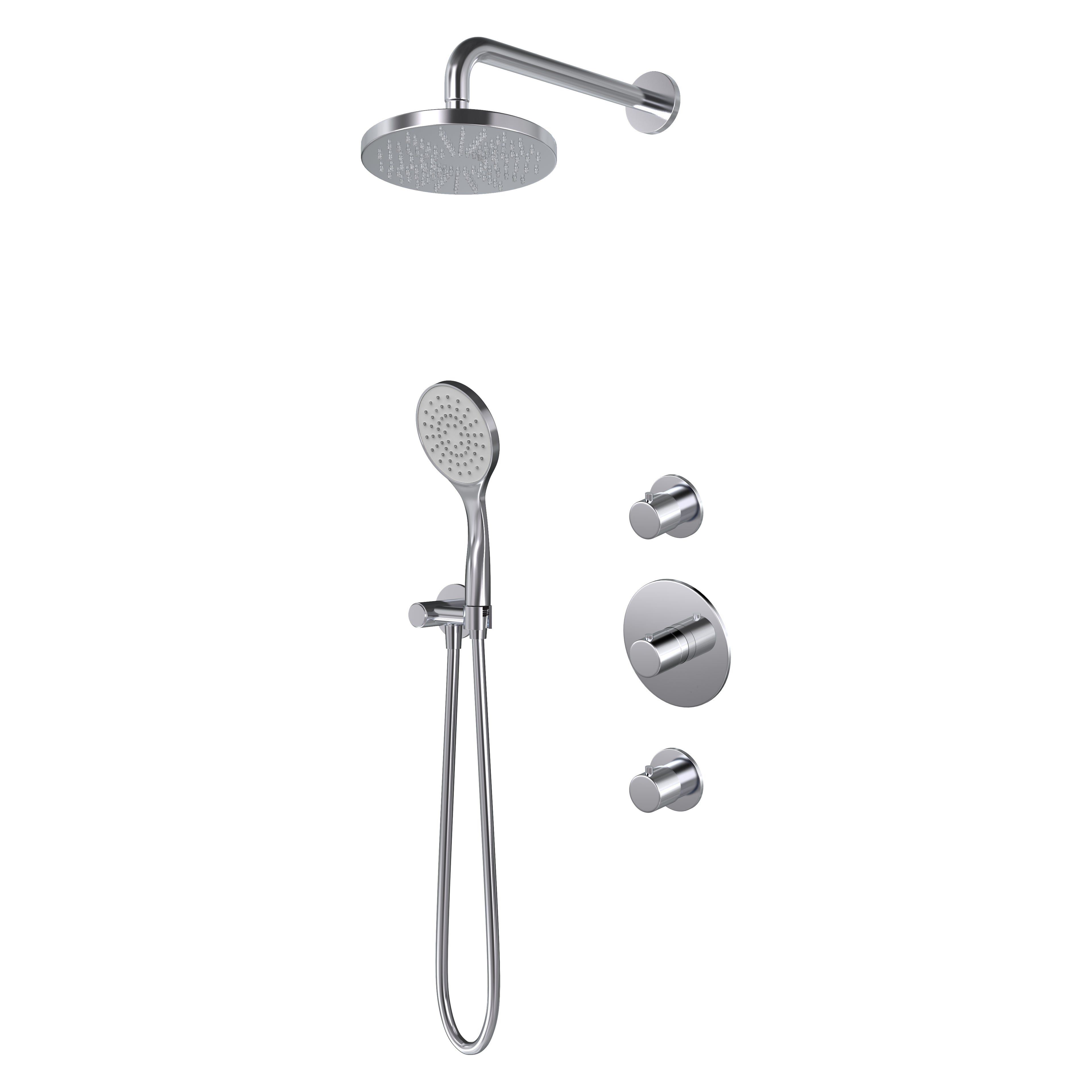 Hotbath Buddy IBS12 inbouw doucheset - 3-standen handdouche - 30cm hoofddouche - 30cm plafondbuis - glijstang - Chroom