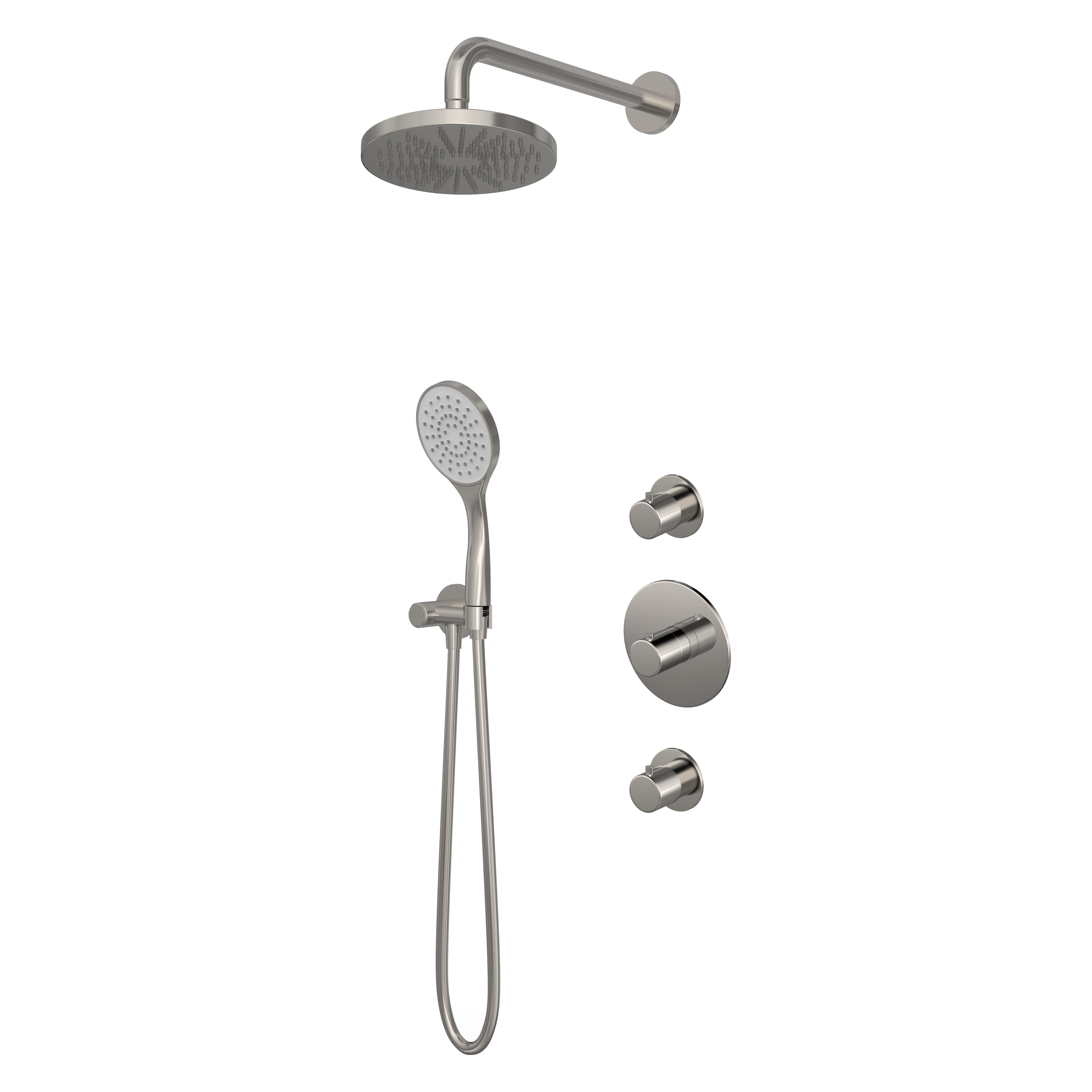 Hotbath Buddy IBS12 inbouw doucheset - ronde handdouche - 25cm hoofddouche - wandarm - glijstang - Geborsteld Nikkel