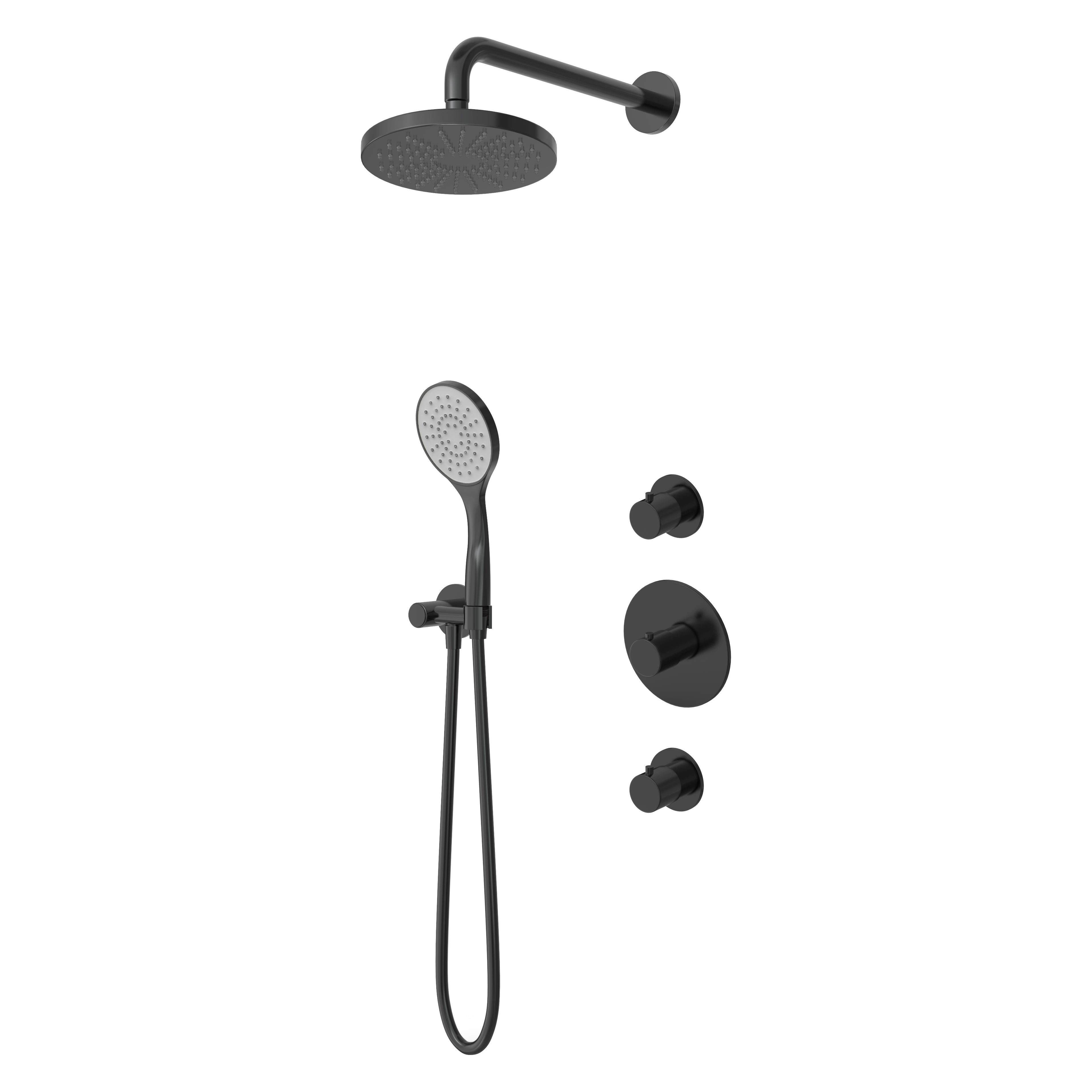 Hotbath Buddy IBS12 inbouw doucheset - ronde handdouche - 30cm hoofddouche - wandarm - glijstang - Geborsteld Zwart PVD