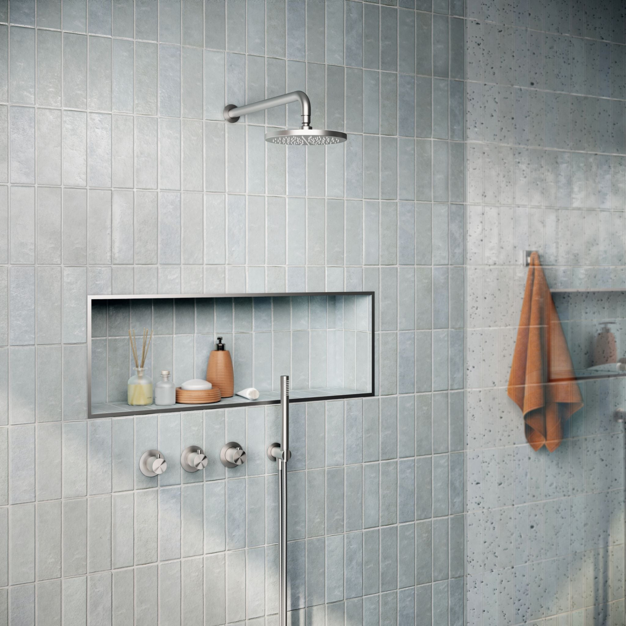 Hotbath Archie IBS33 inbouw doucheset RVS 316 - Ronde handdouche - 30cm hoofddouche (0,8cm) - Plafondbuis 30cm - RVS