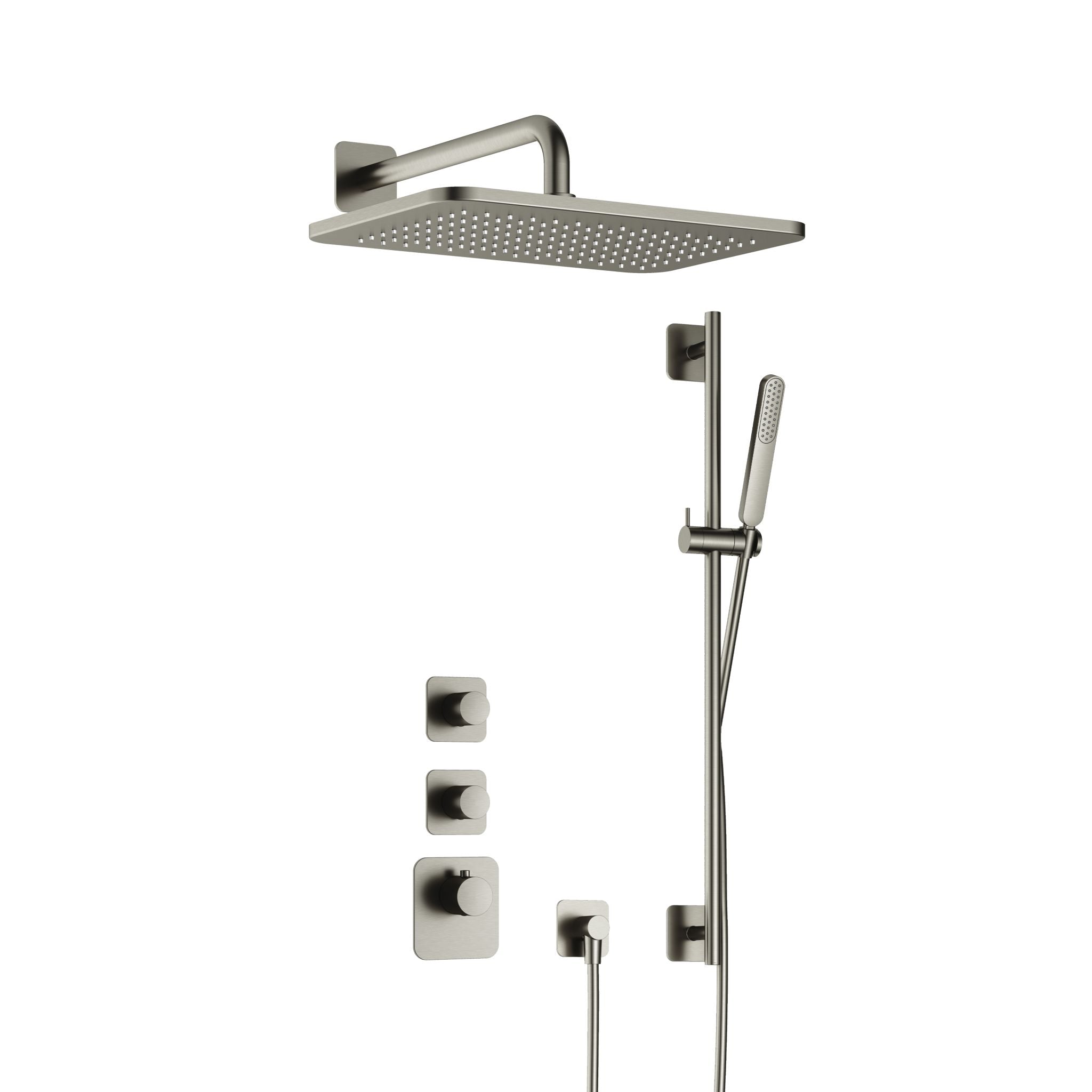 Hotbath Gal IBS40 inbouw doucheset High Flow met 2 stopkranen met gl106 en glijstang - Geborsteld Nikkel