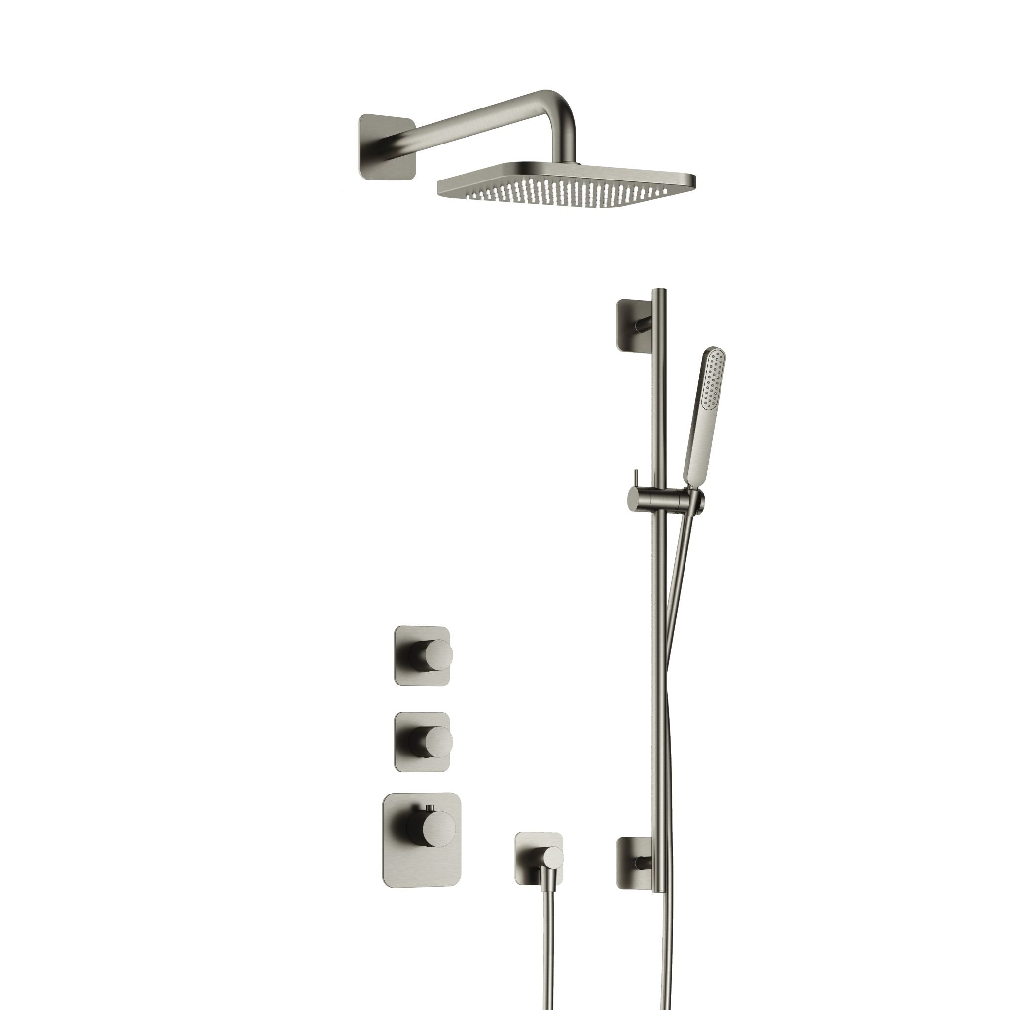 Hotbath Gal IBS40 inbouw doucheset High Flow met 2 stopkranen met glijstang - Geborsteld Nikkel