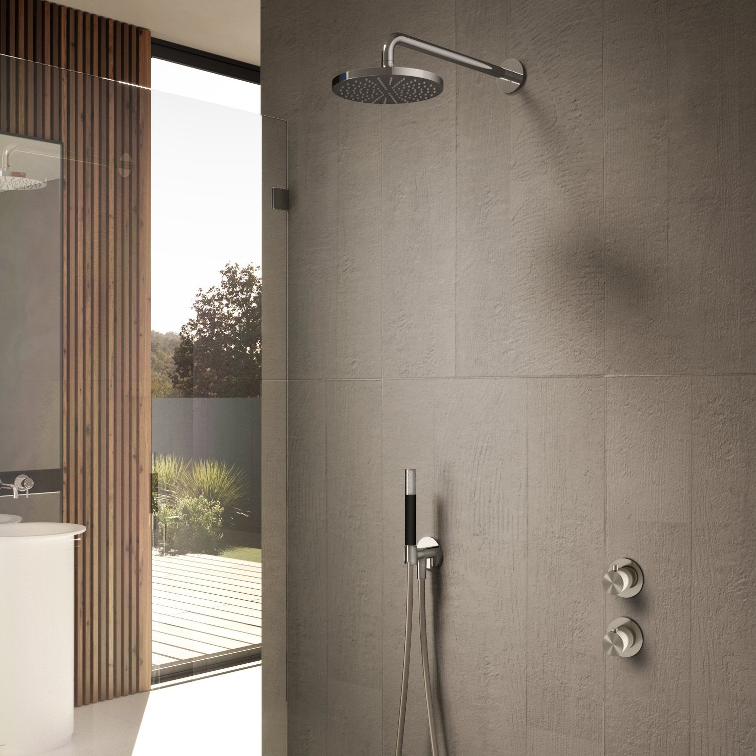 Hotbath Cobber IBS7009 inbouw doucheset - ronde handdouche - 20cm hoofddouche - plafondbuis 15cm - glijstang - Verouderd Messing