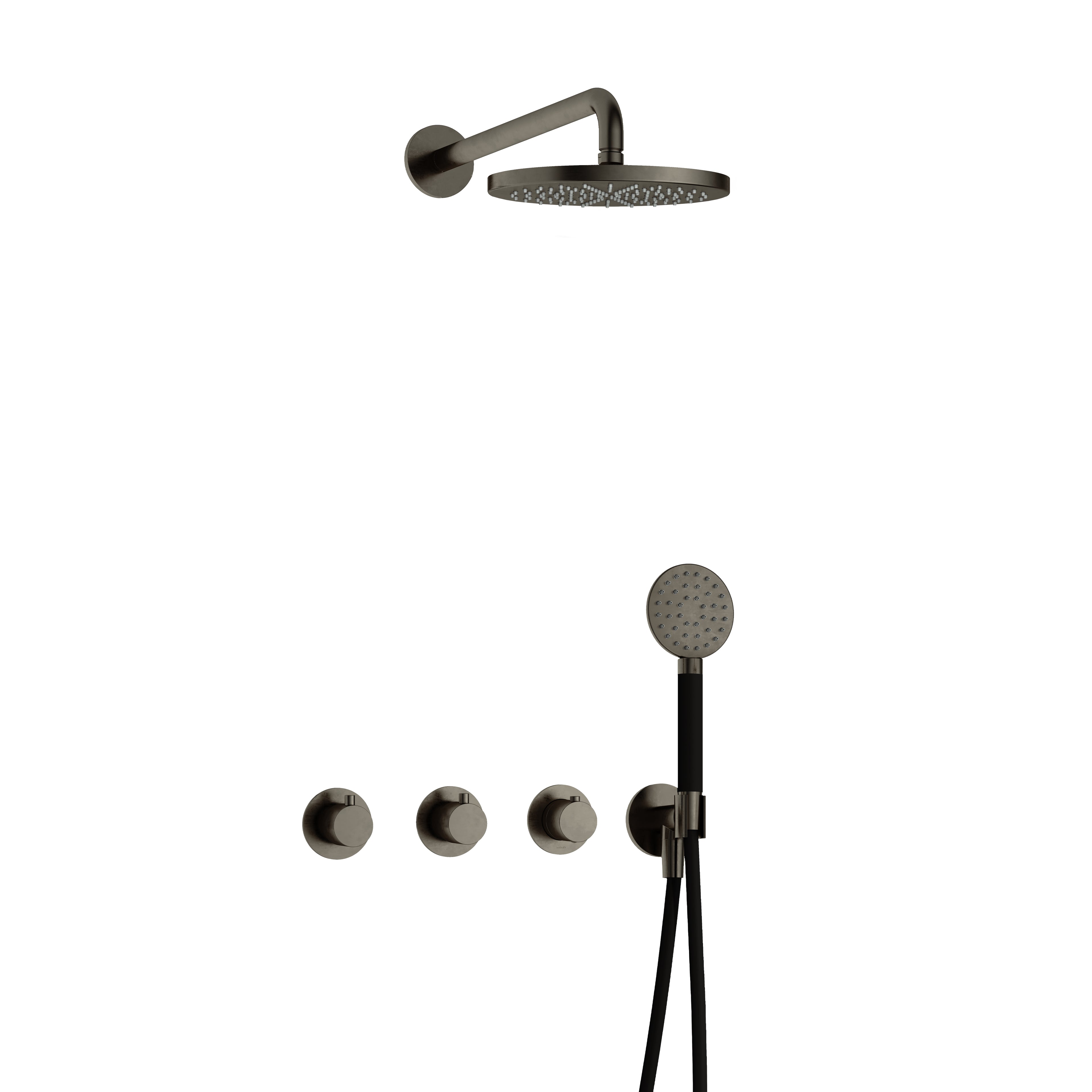Hotbath Cobber IBS70 inbouw doucheset - ronde handdouche - 25cm hoofddouche - wandarm - wandhouder - Verouderd IJzer