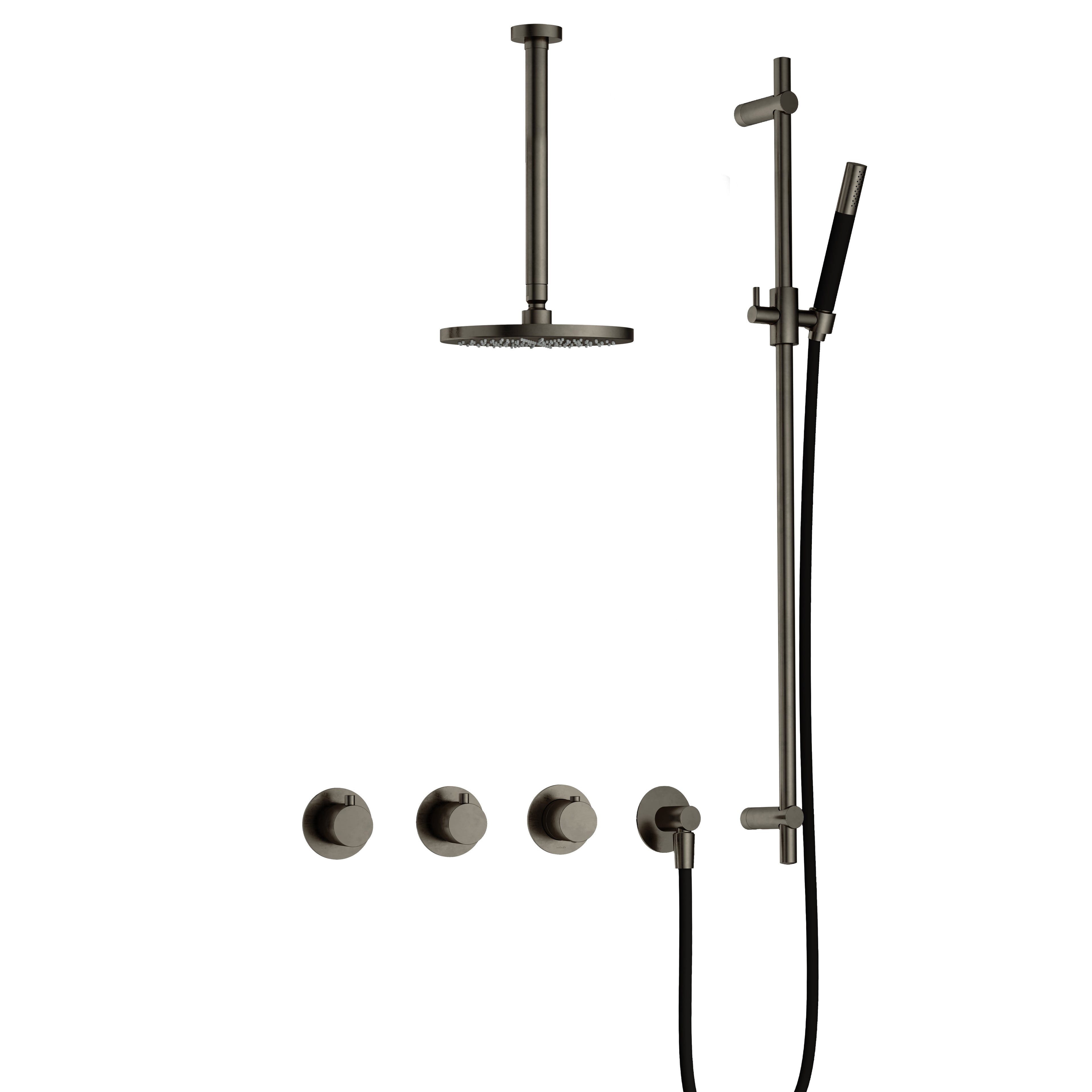 Hotbath Cobber IBS70 inbouw doucheset - staafhanddouche - 25cm hoofddouche - 30cm plafondbuis - glijstang - Verouderd IJzer