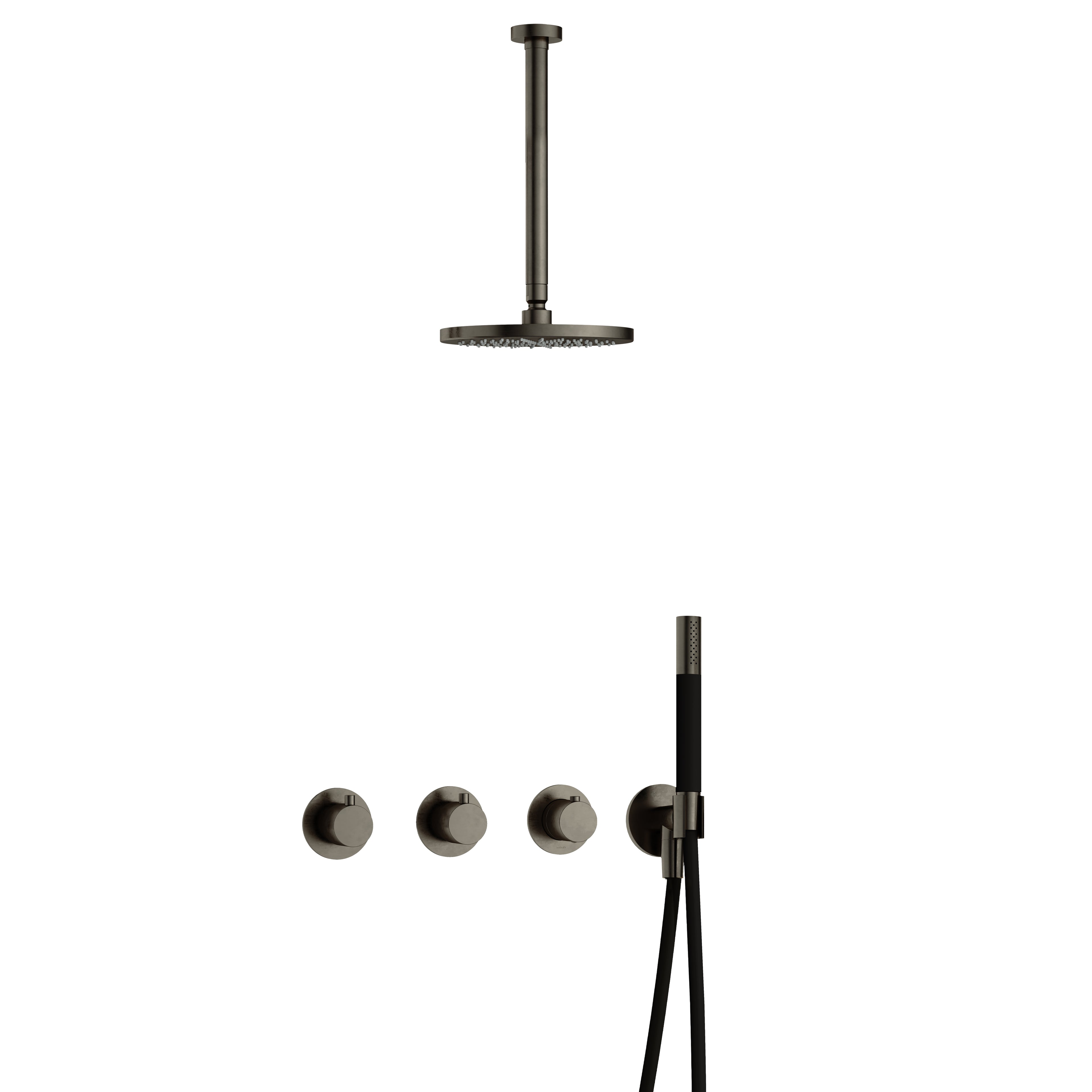 Hotbath Cobber IBS70 inbouw doucheset - staafhanddouche - 25cm hoofddouche - 30cm plafondbuis - wandhouder - Verouderd IJzer