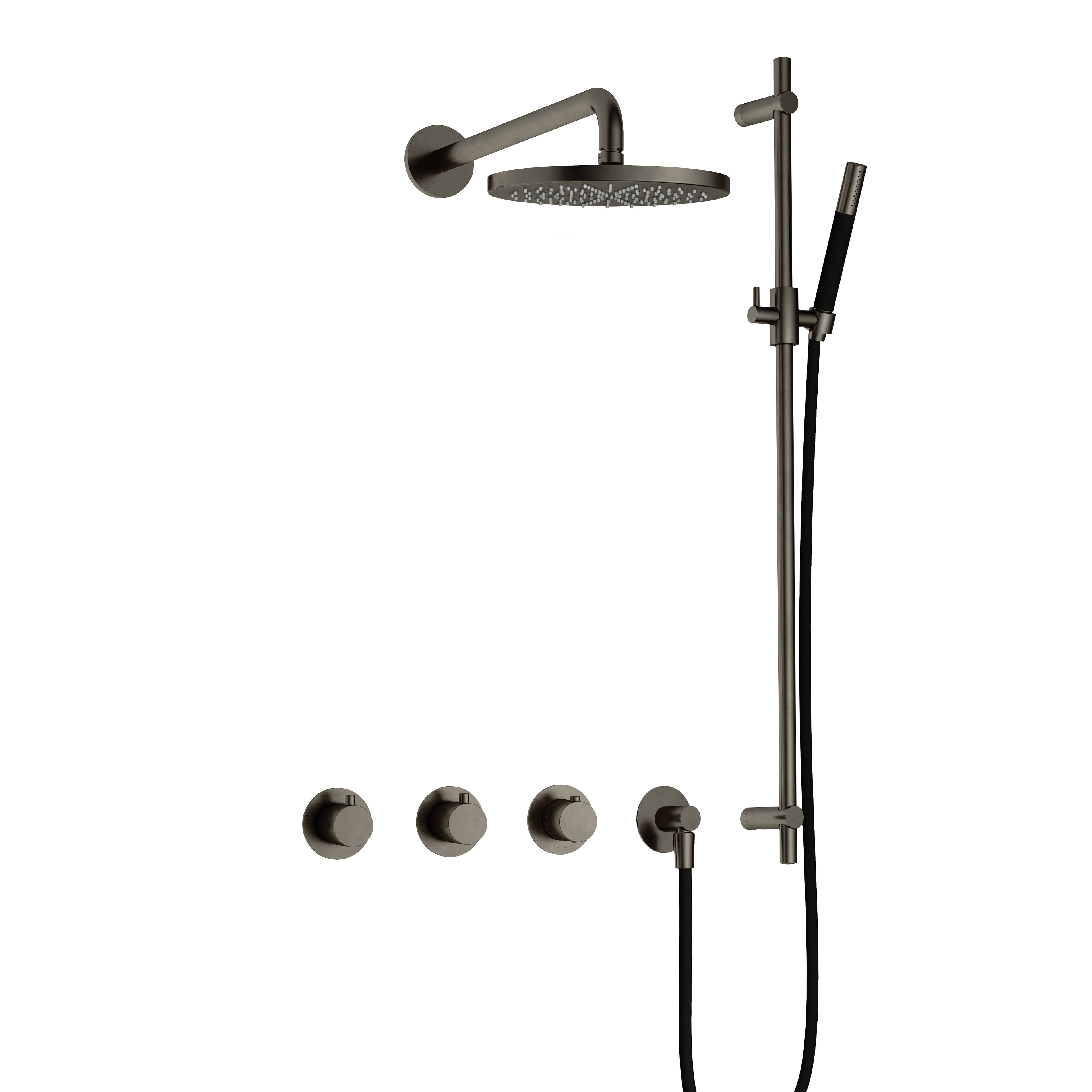 Hotbath Cobber IBS70 inbouw doucheset - staafhanddouche - 25cm hoofddouche - wandarm - glijstang - Verouderd IJzer