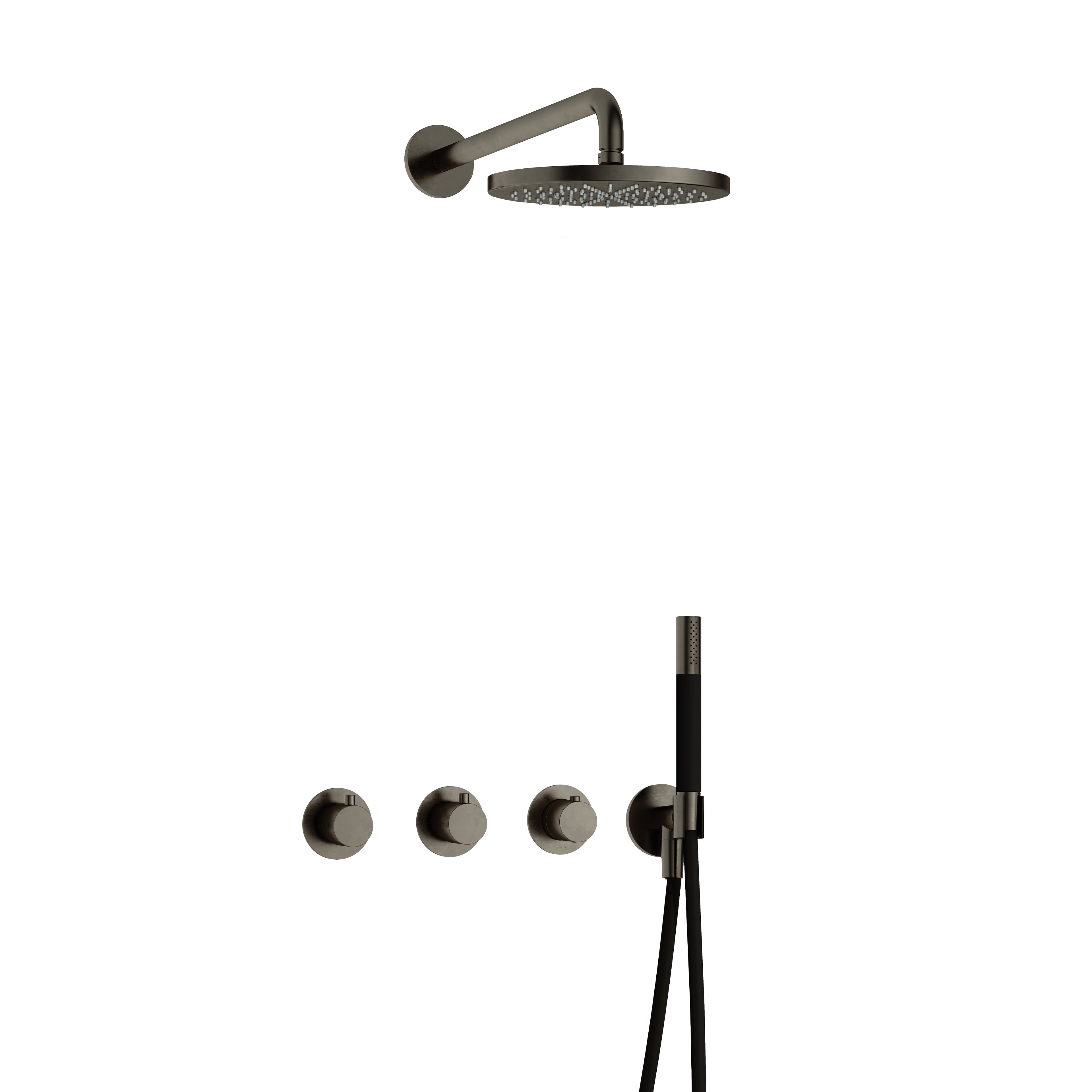 Hotbath Cobber IBS70 inbouw doucheset - staafhanddouche - 25cm hoofddouche - wandarm - wandhouder - Verouderd IJzer