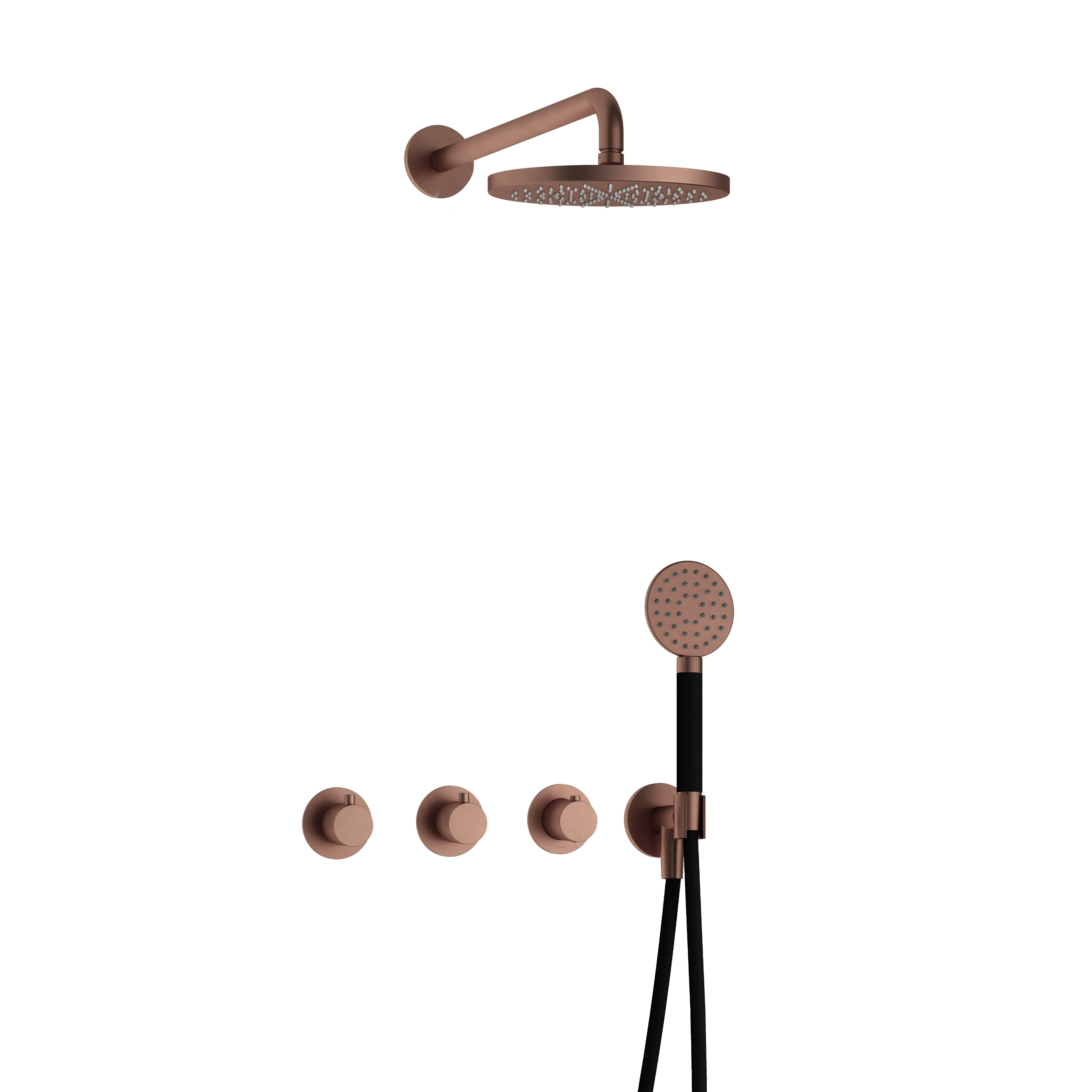 Hotbath Cobber IBS70 inbouw doucheset - ronde handdouche - 25cm hoofddouche - wandarm - wandhouder - Geborsteld Koper PVD