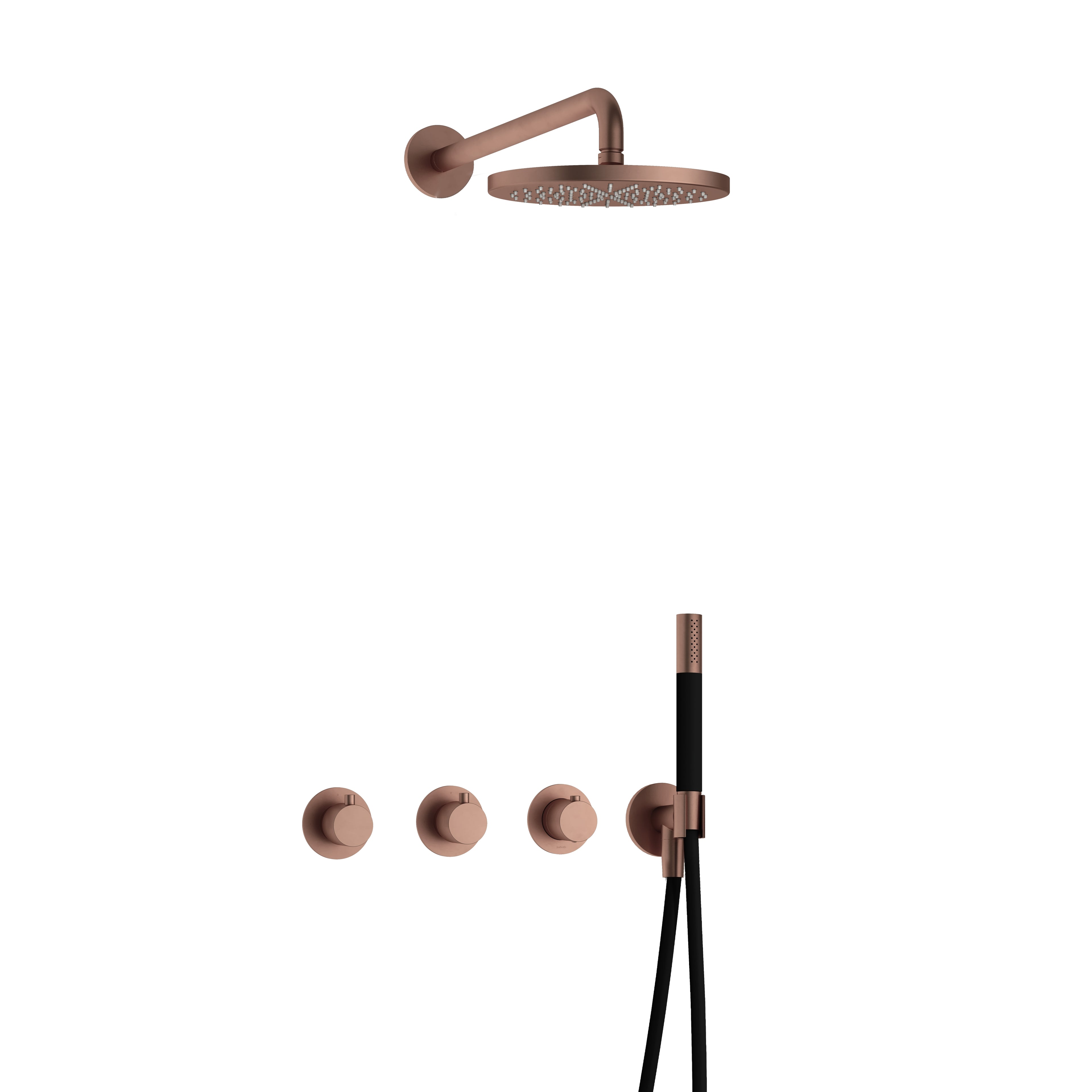 Hotbath Cobber IBS70 inbouw doucheset - staafhanddouche - 25cm hoofddouche - wandarm - wandhouder - Geborsteld Koper PVD