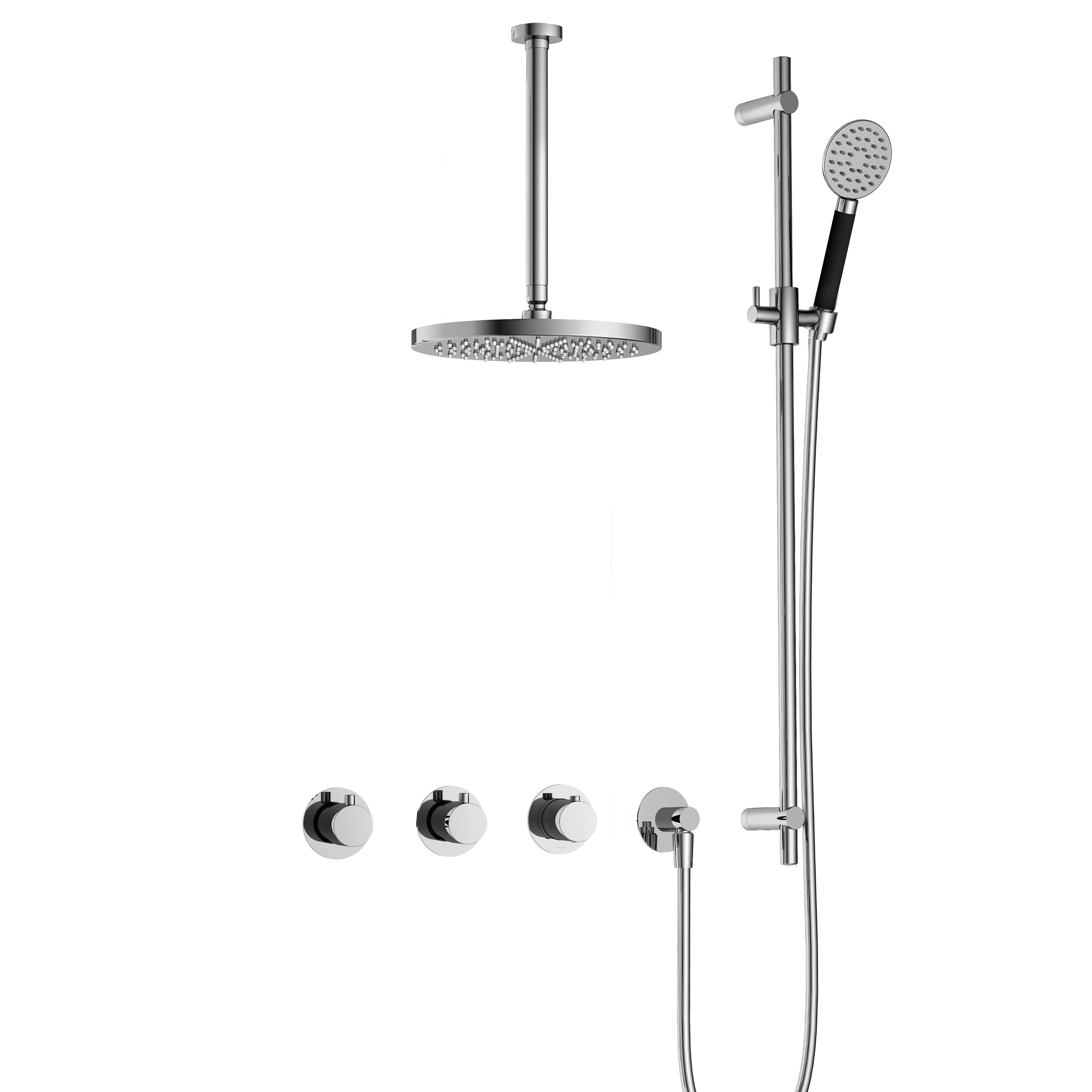 Hotbath Cobber IBS70 inbouw doucheset - ronde handdouche - 25cm hoofddouche - 30cm plafondbuis - glijstang - Chroom