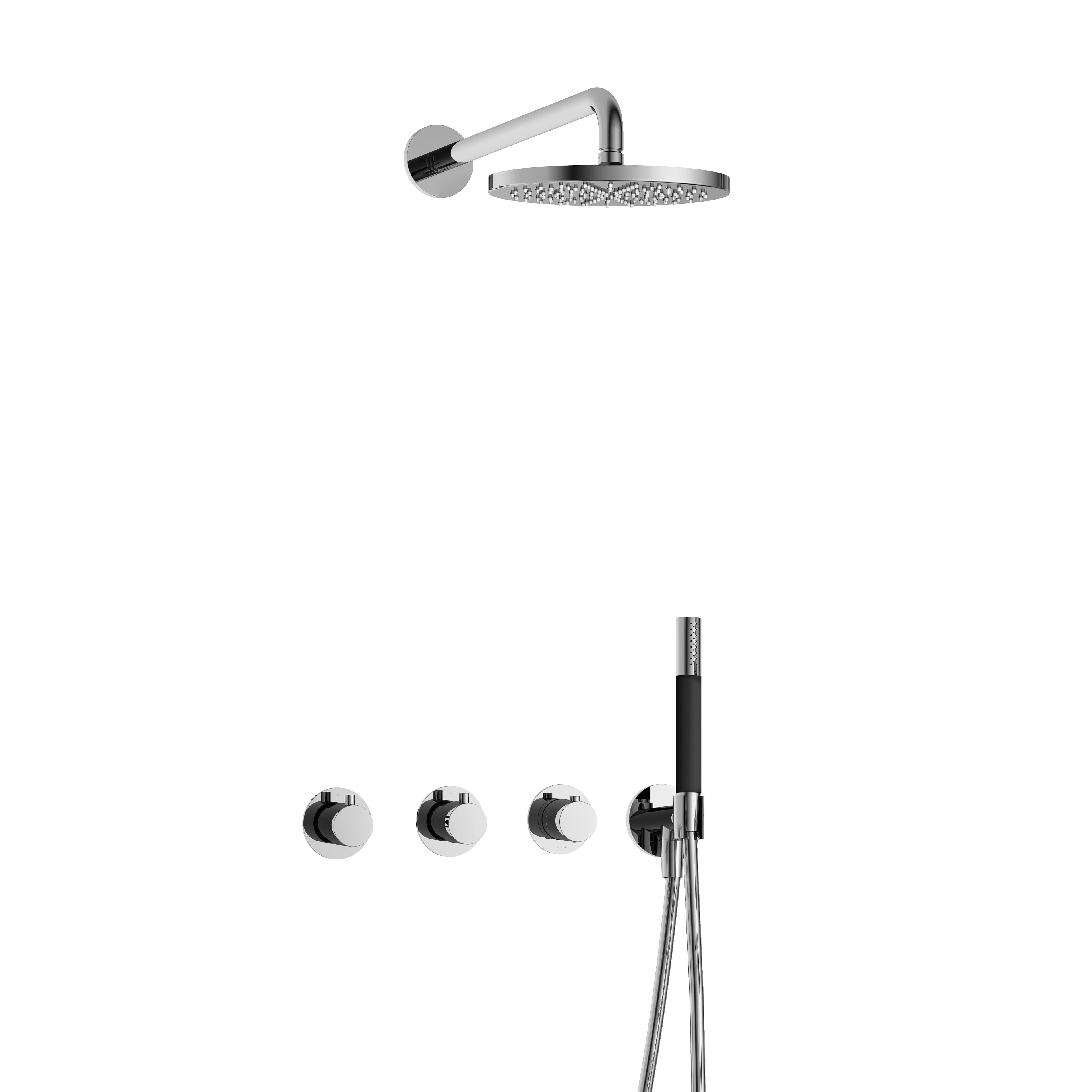 Hotbath Cobber IBS70 inbouw doucheset - ronde handdouche - 20cm hoofddouche - 15cm plafondbuis - glijstang - Gepolijst Zwart PVD