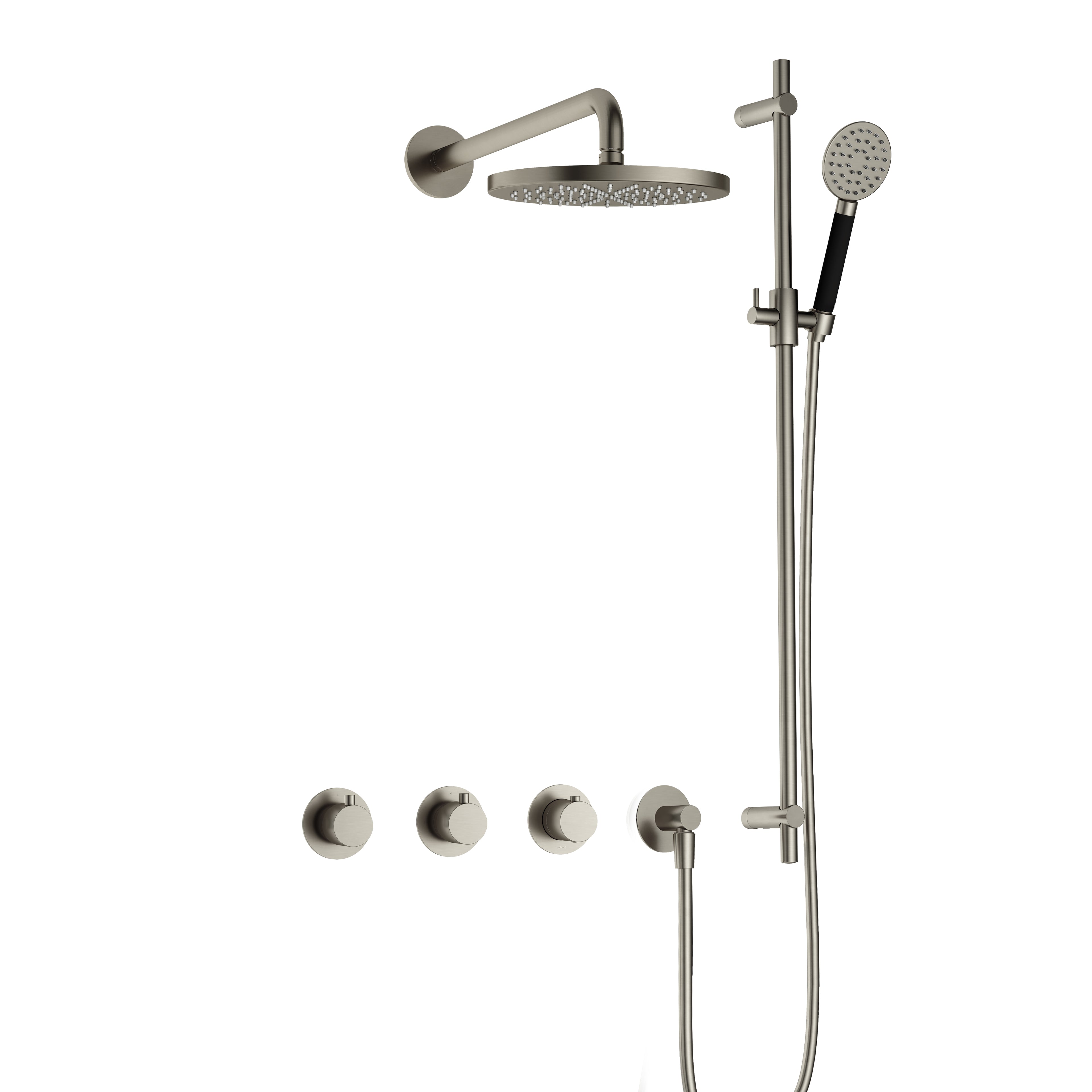 Hotbath Cobber IBS70 inbouw doucheset - ronde handdouche - 25cm hoofddouche - wandarm - glijstang - Geborsteld Nikkel