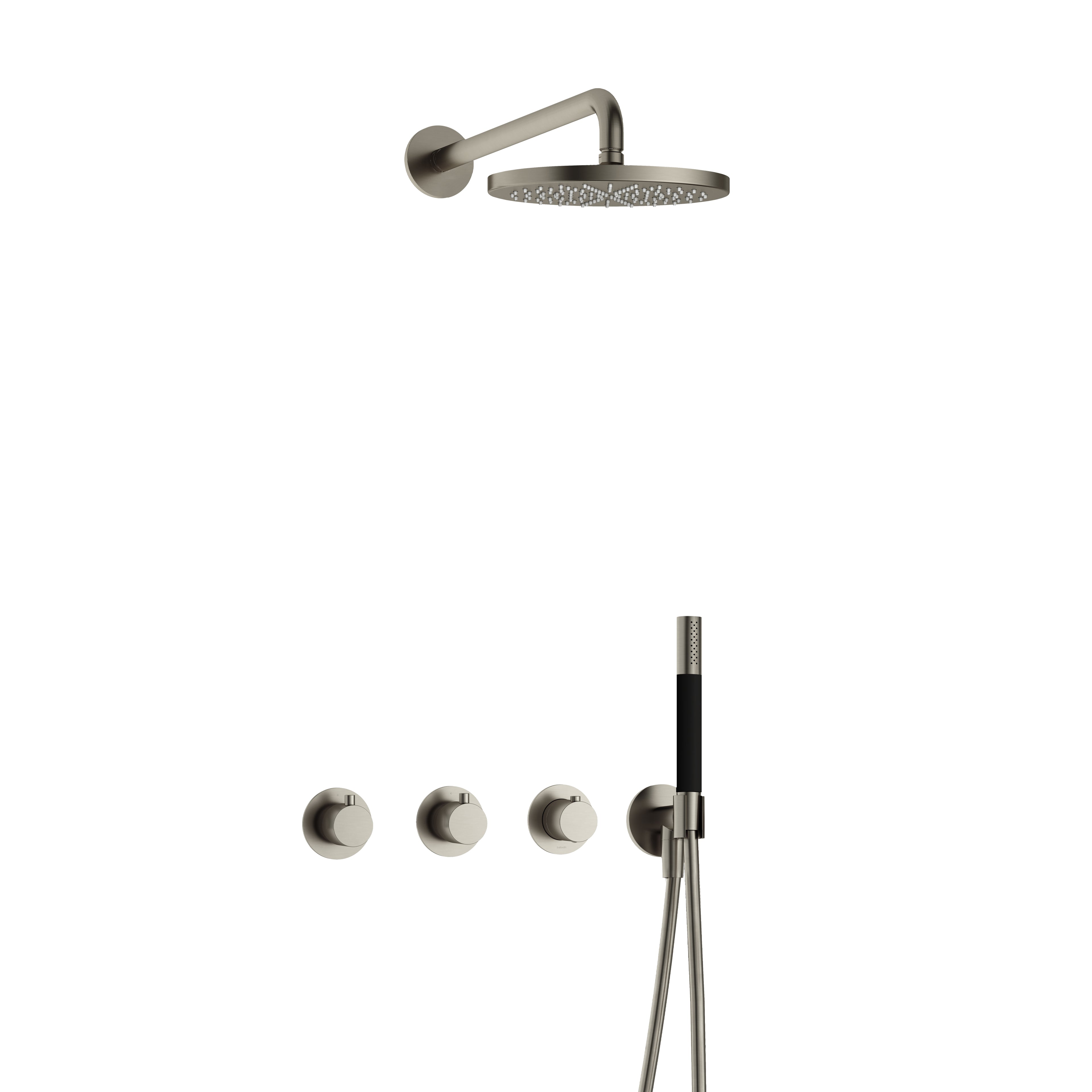 Hotbath Cobber IBS70 inbouw doucheset - staafhanddouche - 25cm hoofddouche - wandarm - wandhouder - Geborsteld Nikkel