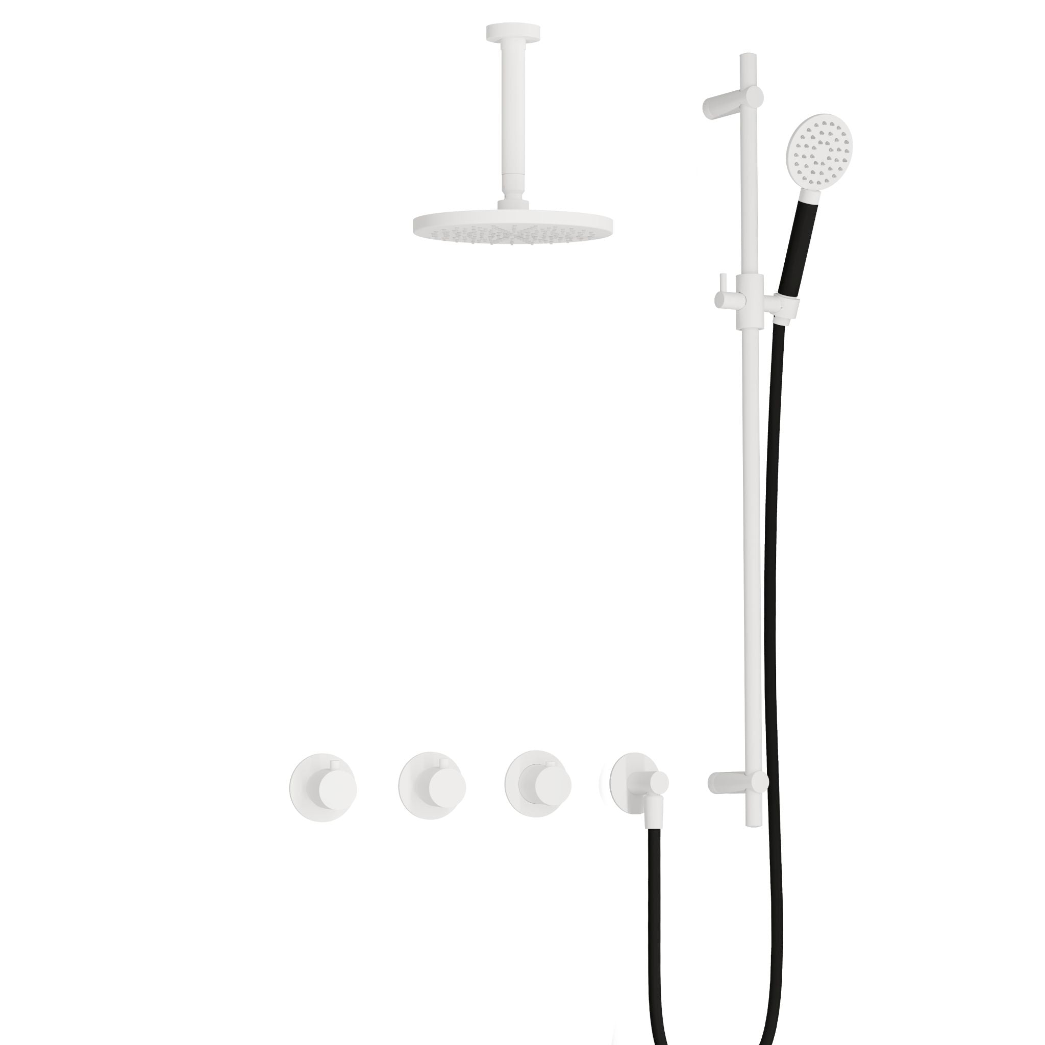 Hotbath Cobber IBS70 inbouw doucheset - ronde handdouche - 25cm hoofddouche - 15cm plafondbuis - glijstang - Mat Wit