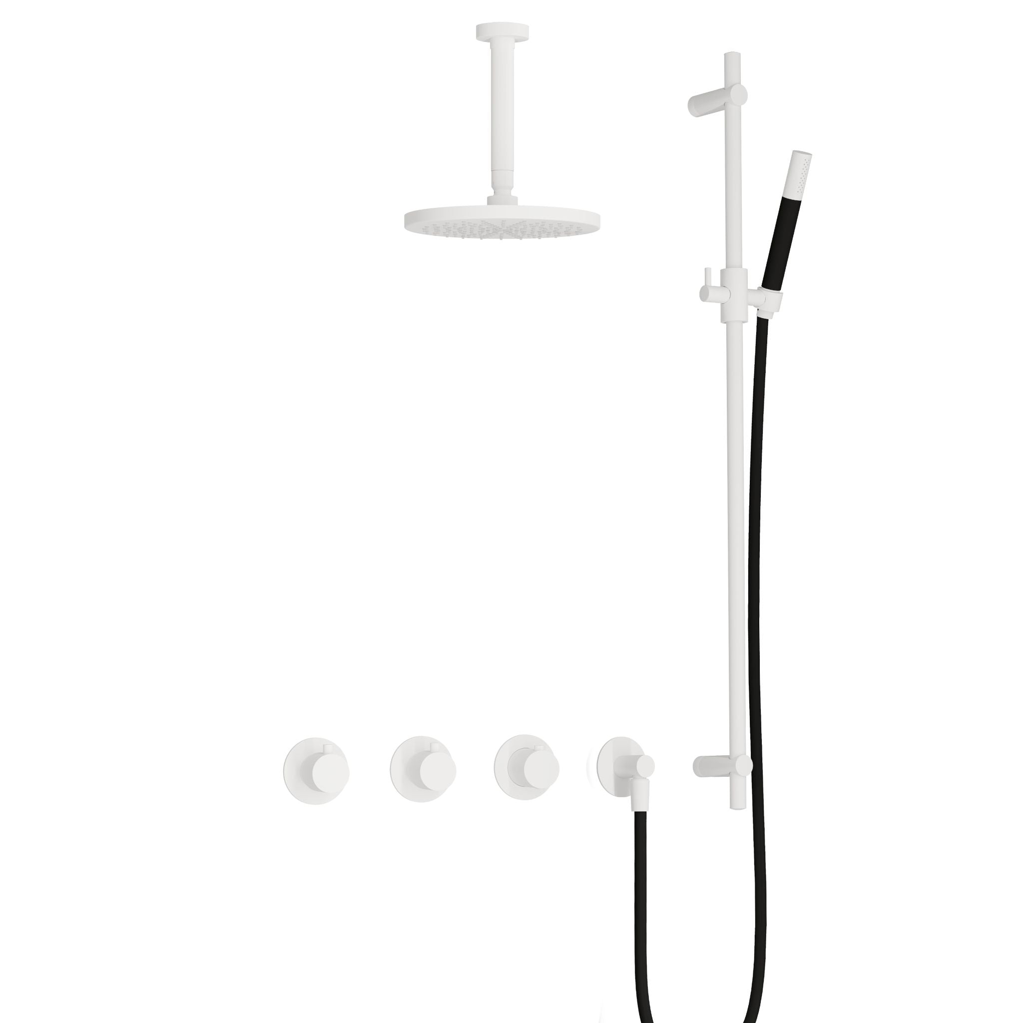 Hotbath Cobber IBS70 inbouw doucheset - staafhanddouche - 25cm hoofddouche - 15cm plafondbuis - glijstang - Mat Wit
