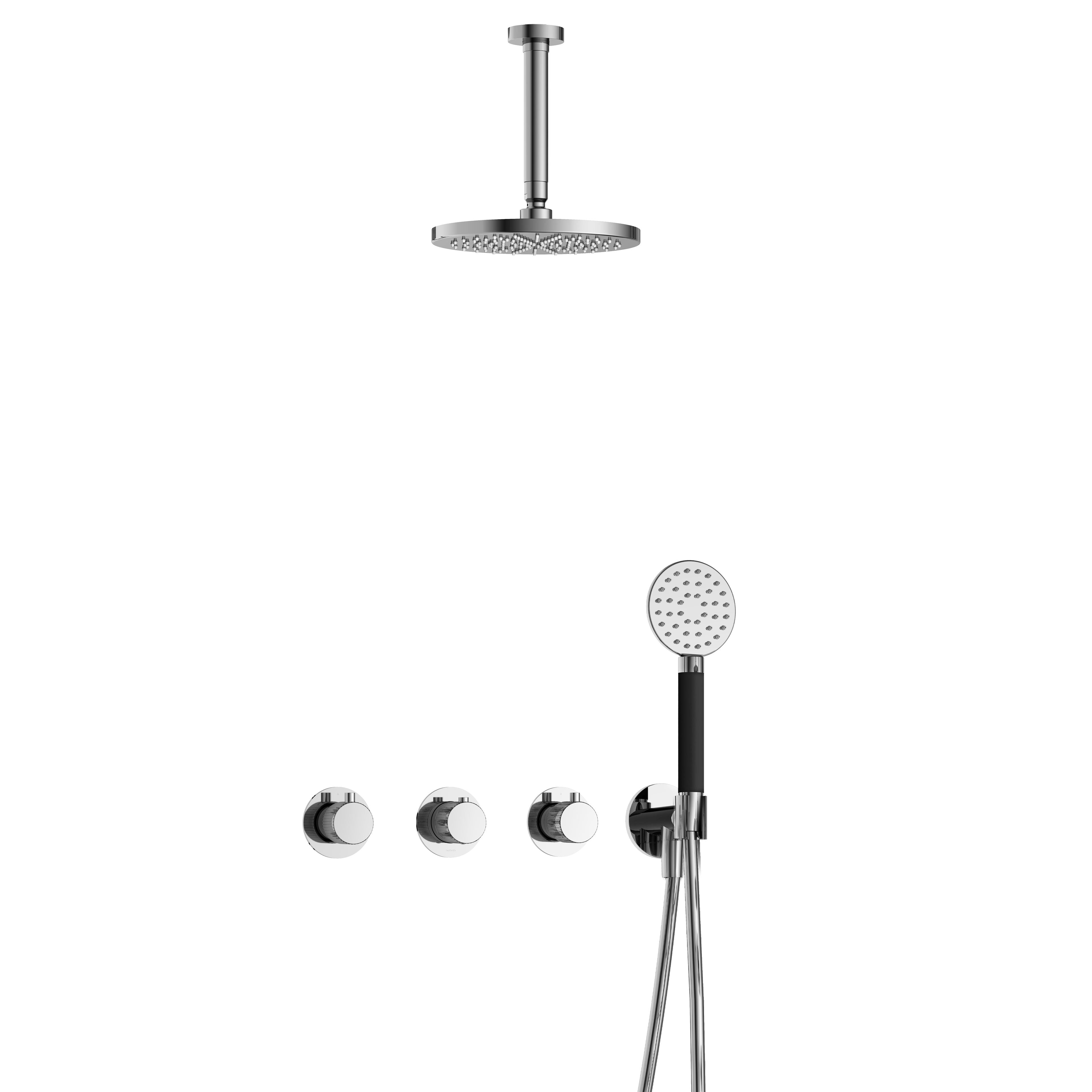 Hotbath Cobber X IBSX70 inbouw doucheset - ronde handdouche - 25cm hoofddouche - 15cm plafondbuis - wandhouder - Chroom