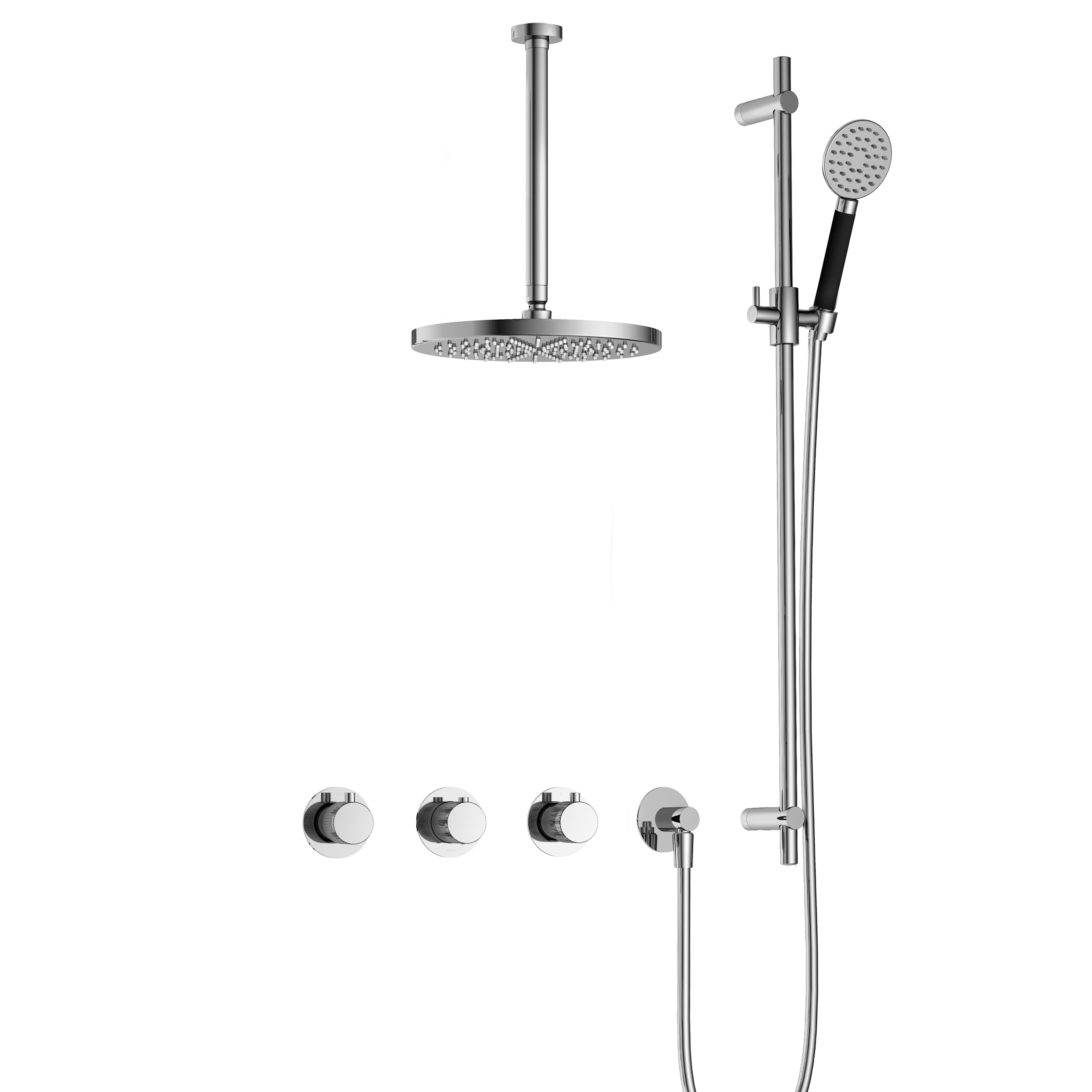 Hotbath Cobber X IBSX70 inbouw doucheset - ronde handdouche - 25cm hoofddouche - 30cm plafondbuis - glijstang - Chroom