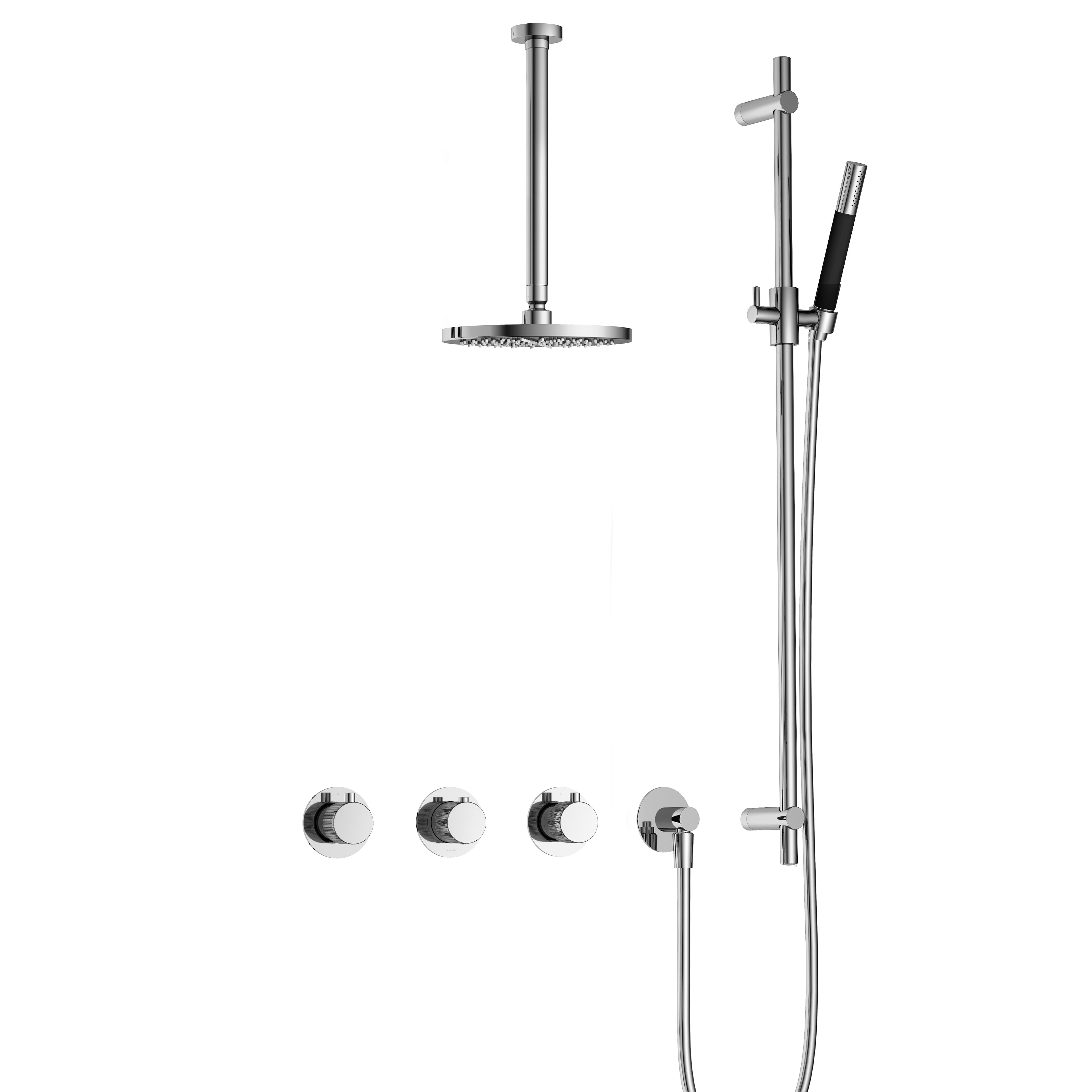 Hotbath Cobber X IBSX70 inbouw doucheset - staafhanddouche - 25cm hoofddouche - 30cm plafondbuis - glijstang - Chroom