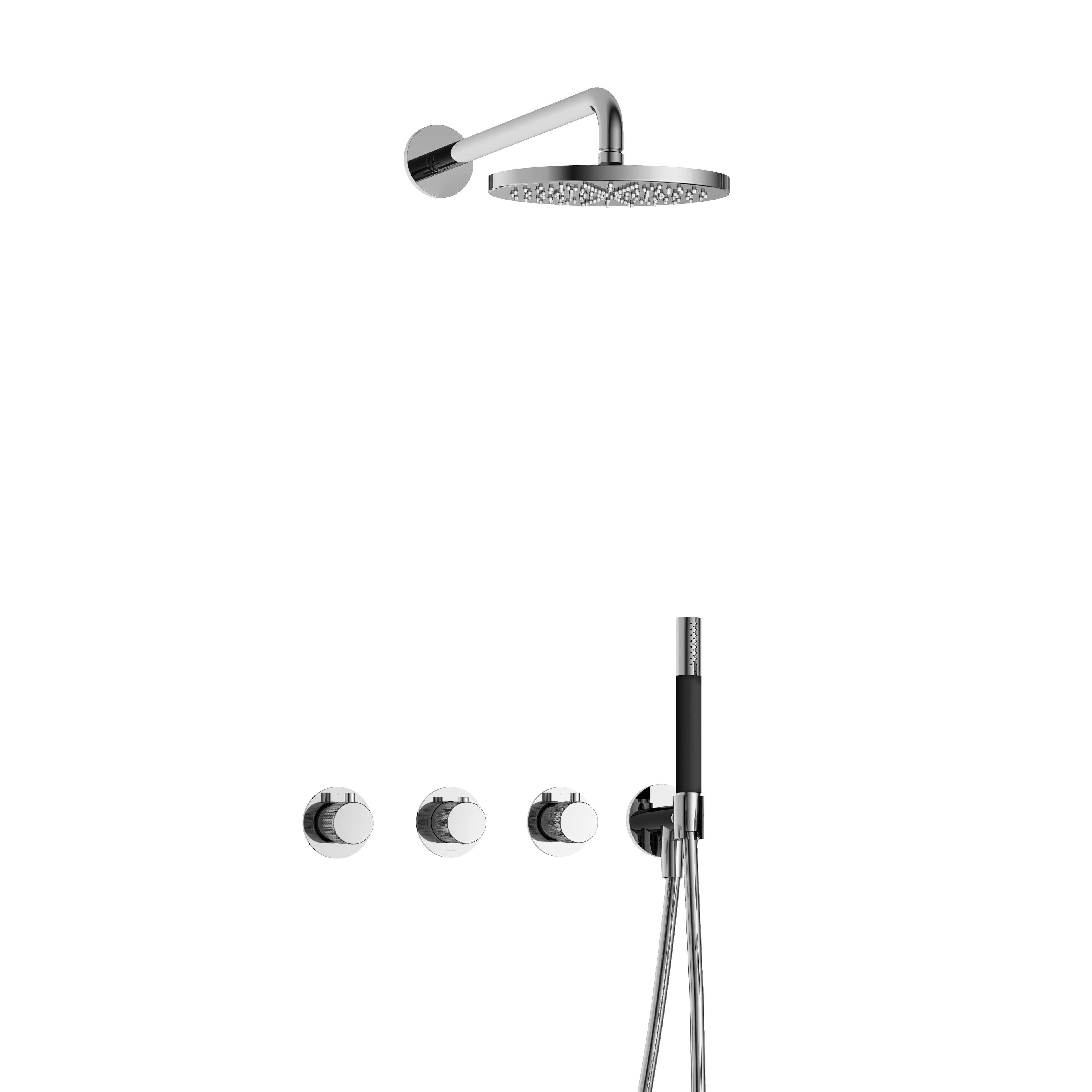 Hotbath Cobber X IBSX70 inbouw doucheset - ronde handdouche - 25cm hoofddouche - wandarm - glijstang - Geborsteld Zwart PVD