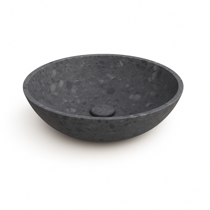 Ink Convex 40 opzetwastafel rond 40cm composiet - mat grijs terrazzo