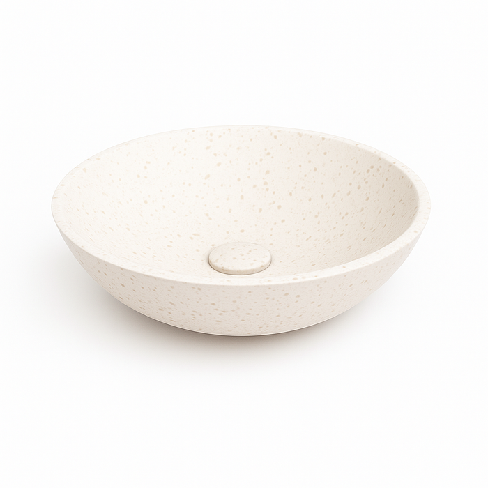 Ink Convex 40 opzetwastafel rond 40cm composiet - mat wit terrazzo