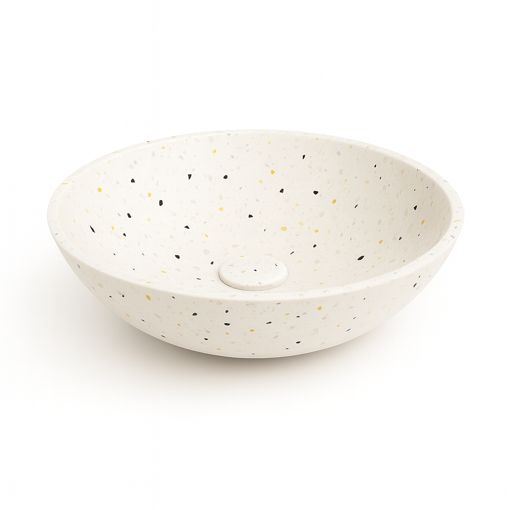 Ink Convex 40 opzetwastafel rond 40cm composiet - Mat Multi Terrazzo