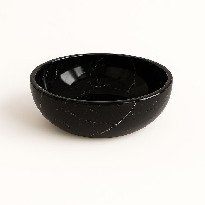Ink Convex 40 opzetwastafel rond 40cm natuursteen - glans zwart marmer