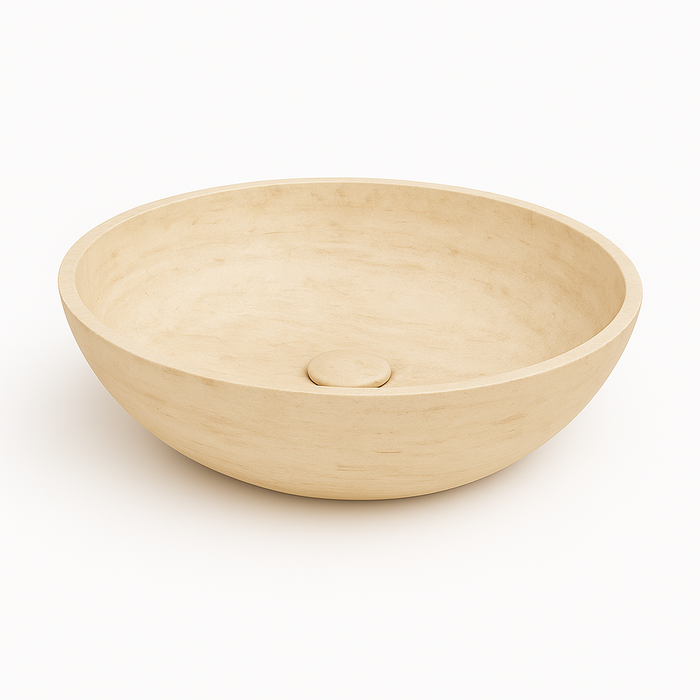 Ink Convex 40 opzetwastafel rond 40cm natuursteen - mat travertin