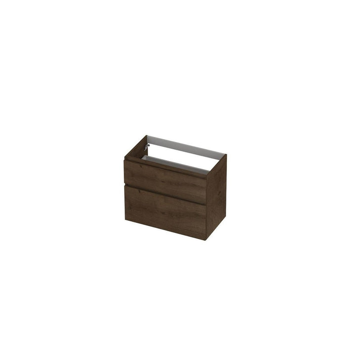 Ink onderkast 80x45cm - greeploos - 2 lades asymmetrisch - fineer chocolate