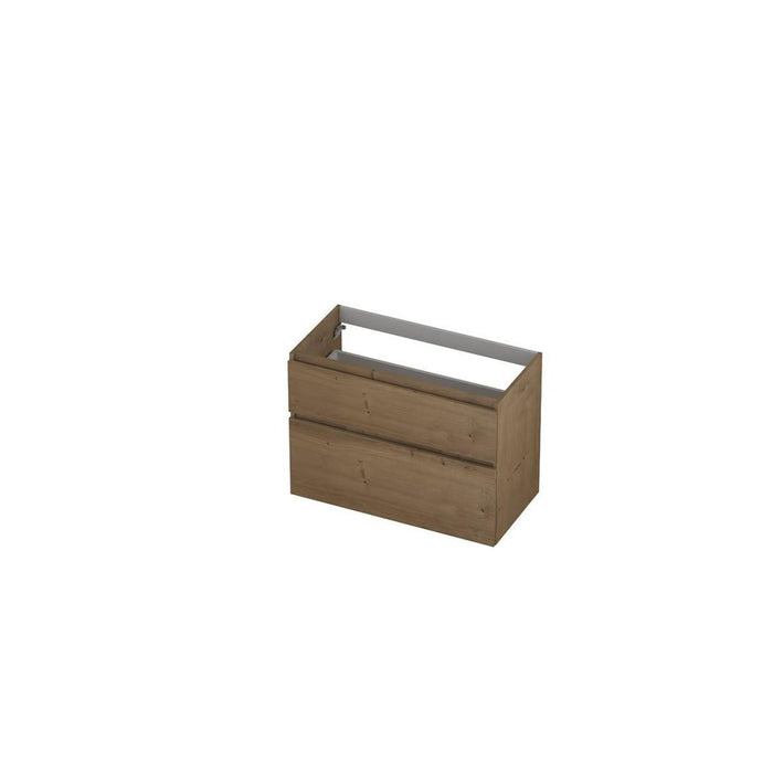 Ink onderkast 90x45cm - greeploos - 2 lades asymmetrisch - fineer ash grey