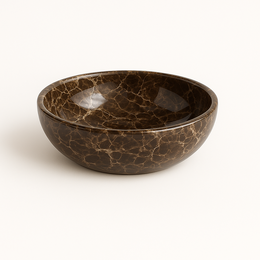 Ink Convex 24 opbouw fonteinkom rond 24cm natuursteen - glans emperador