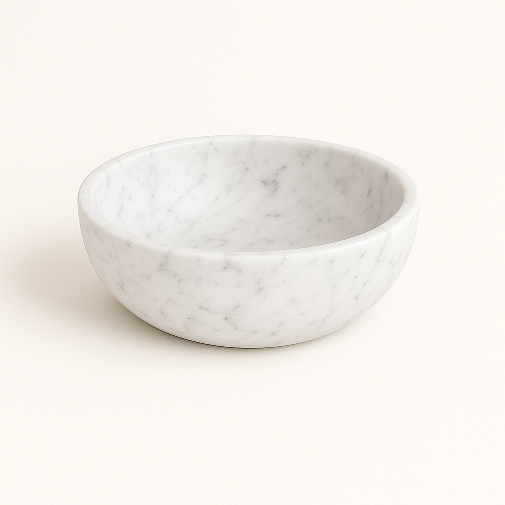 Ink Convex 24 opbouw fonteinkom rond 24cm natuursteen - mat wit marmer