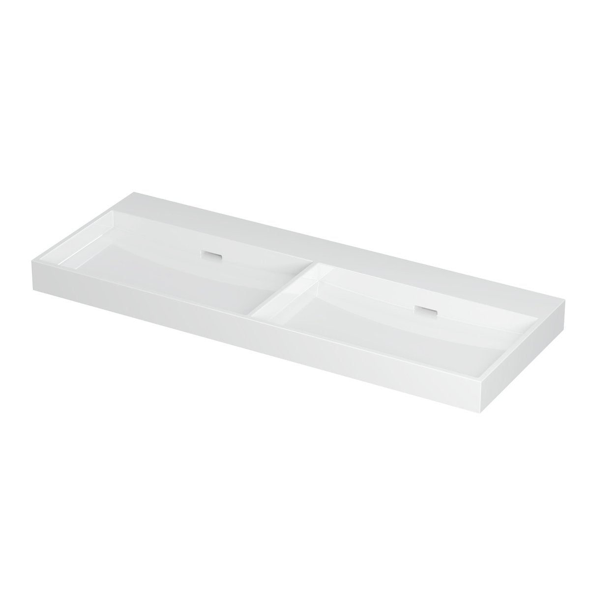 Ink Urban meubelwastafel 120x45cm keramiek - dubbel - zonder kraangaten - glans wit