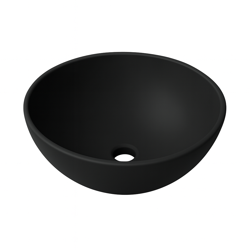 Ink Otello opzetwastafel rond 40cm keramiek - mat zwart