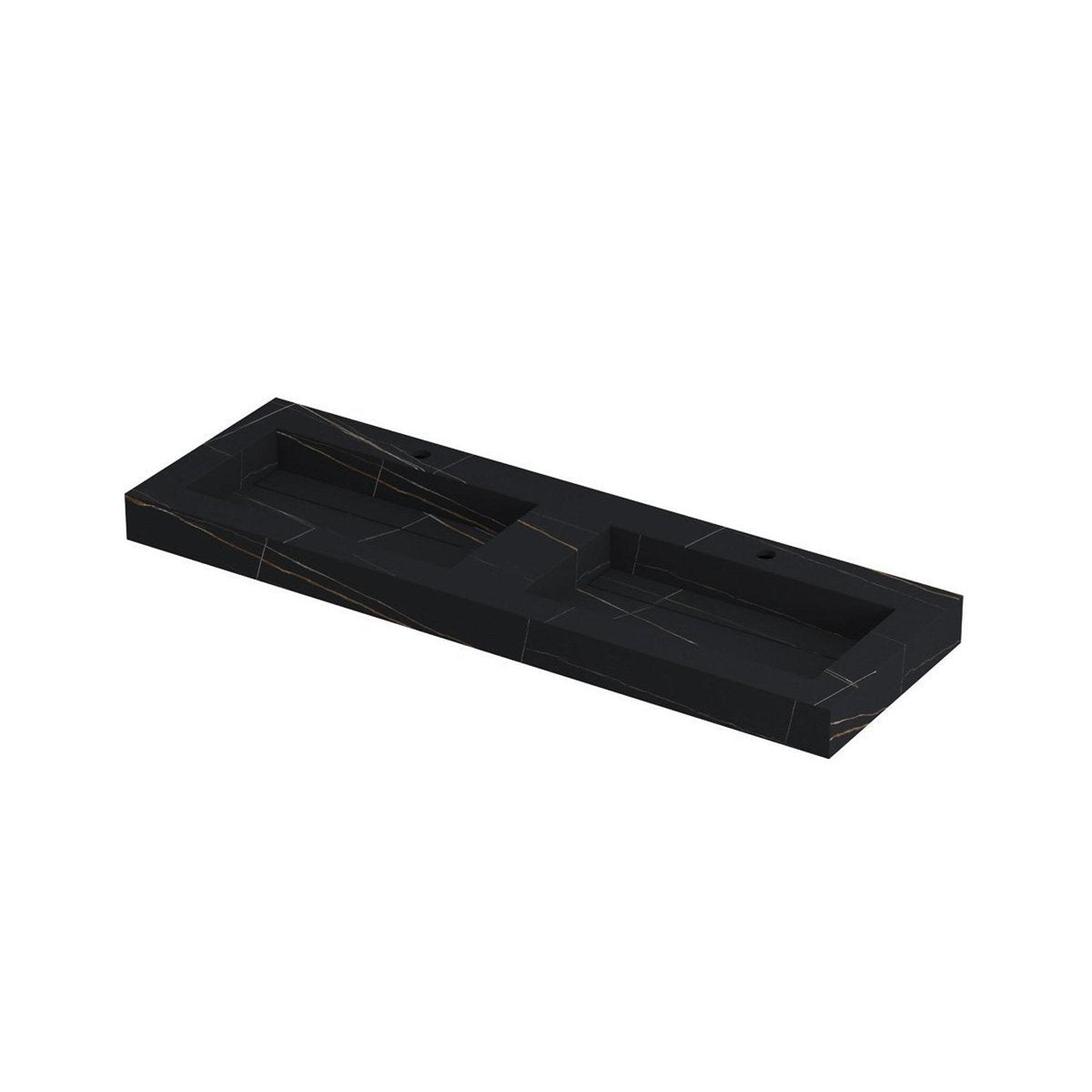 Ink Pitch meubelwastafel 140x45cm keramische slab - dubbel - 2 kraangaten - lauren black mat